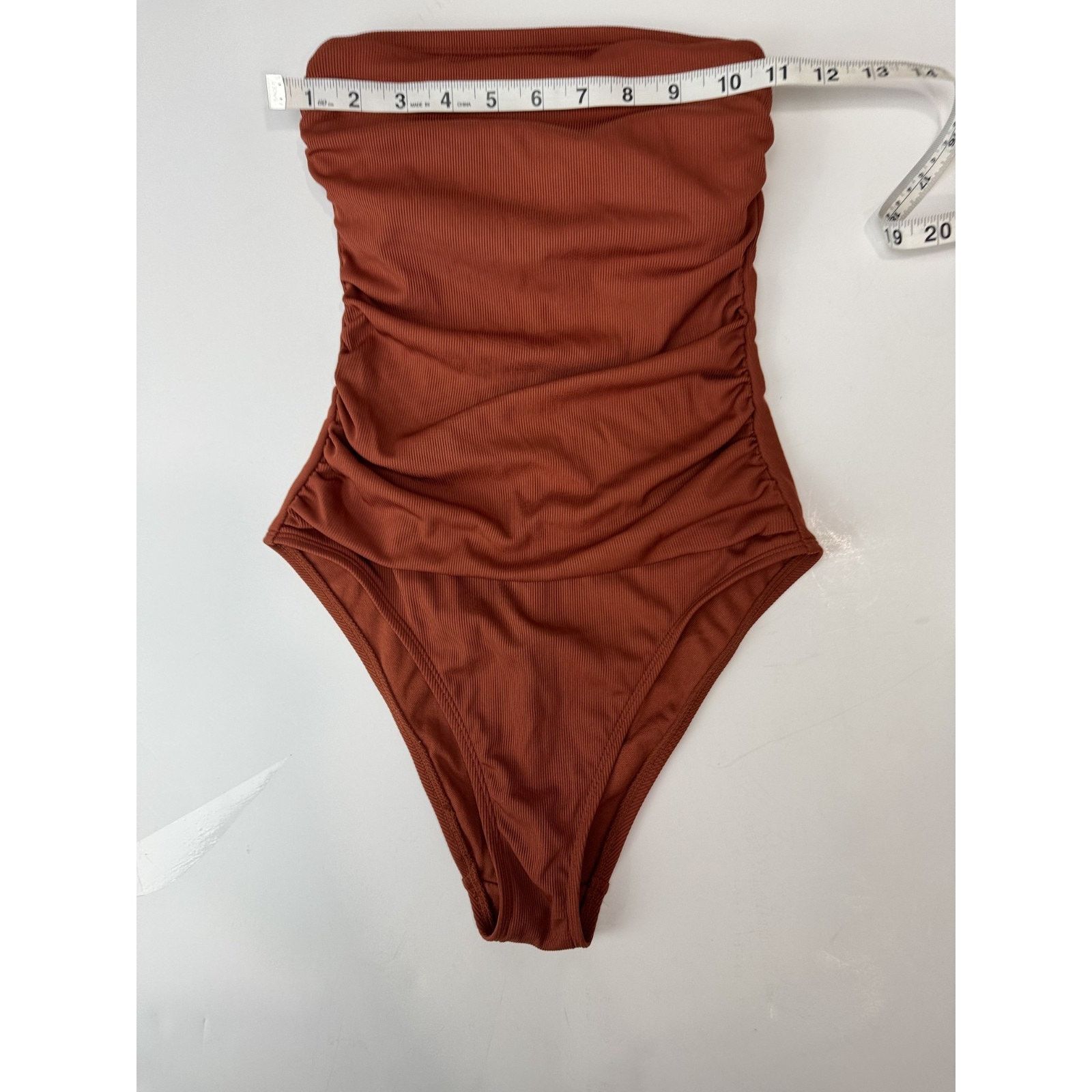 Other Shade & Shore Shirred One-Piece Swimsuit Strapless Rust XS Size XS / US 0-2 / IT 36-38 - 5 Thumbnail