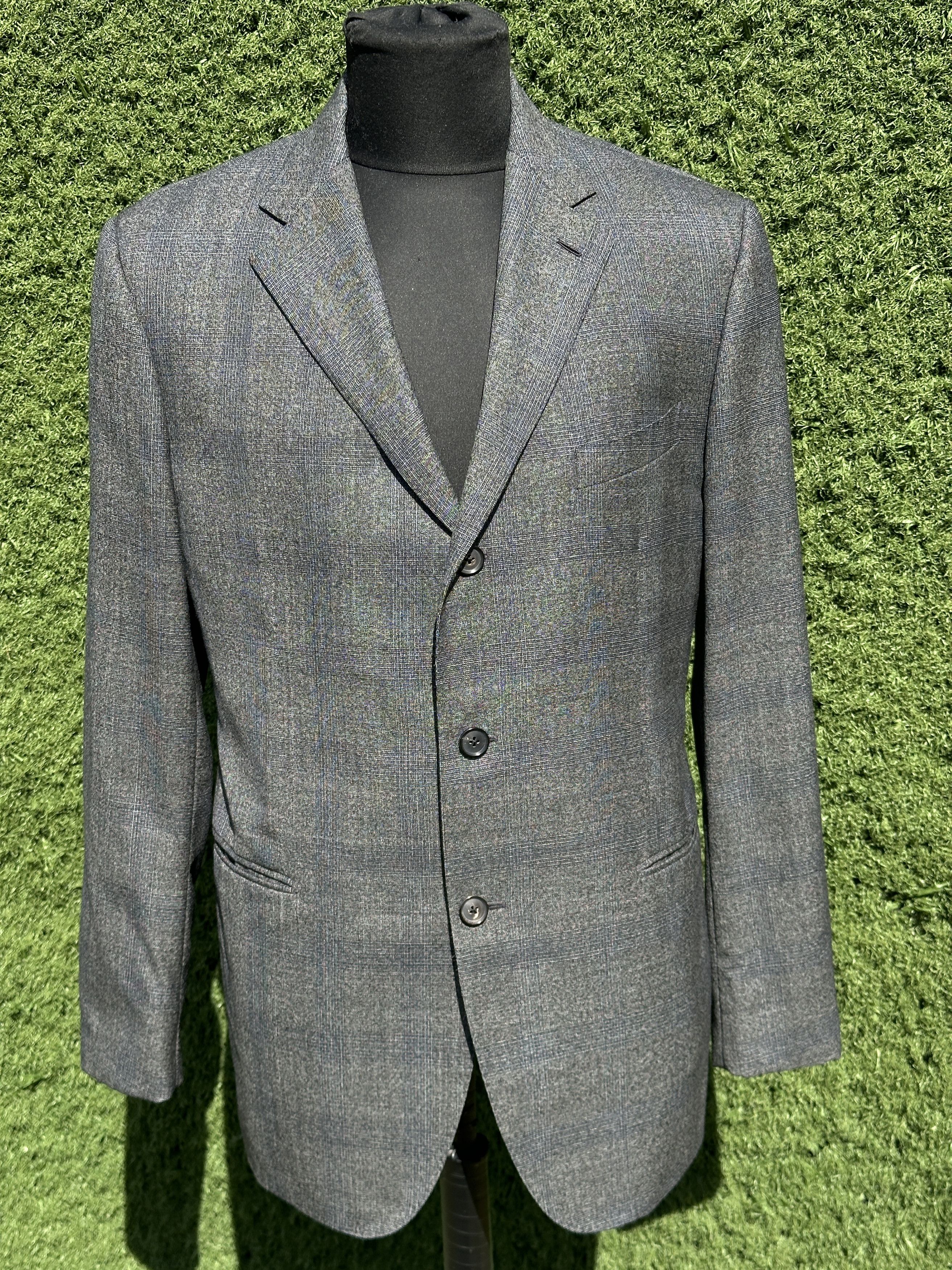 Caruso Caruso 54R 44L Gray Check Blazer Sport Coat Italy 3 Button Size 54R - 1 Thumbnail