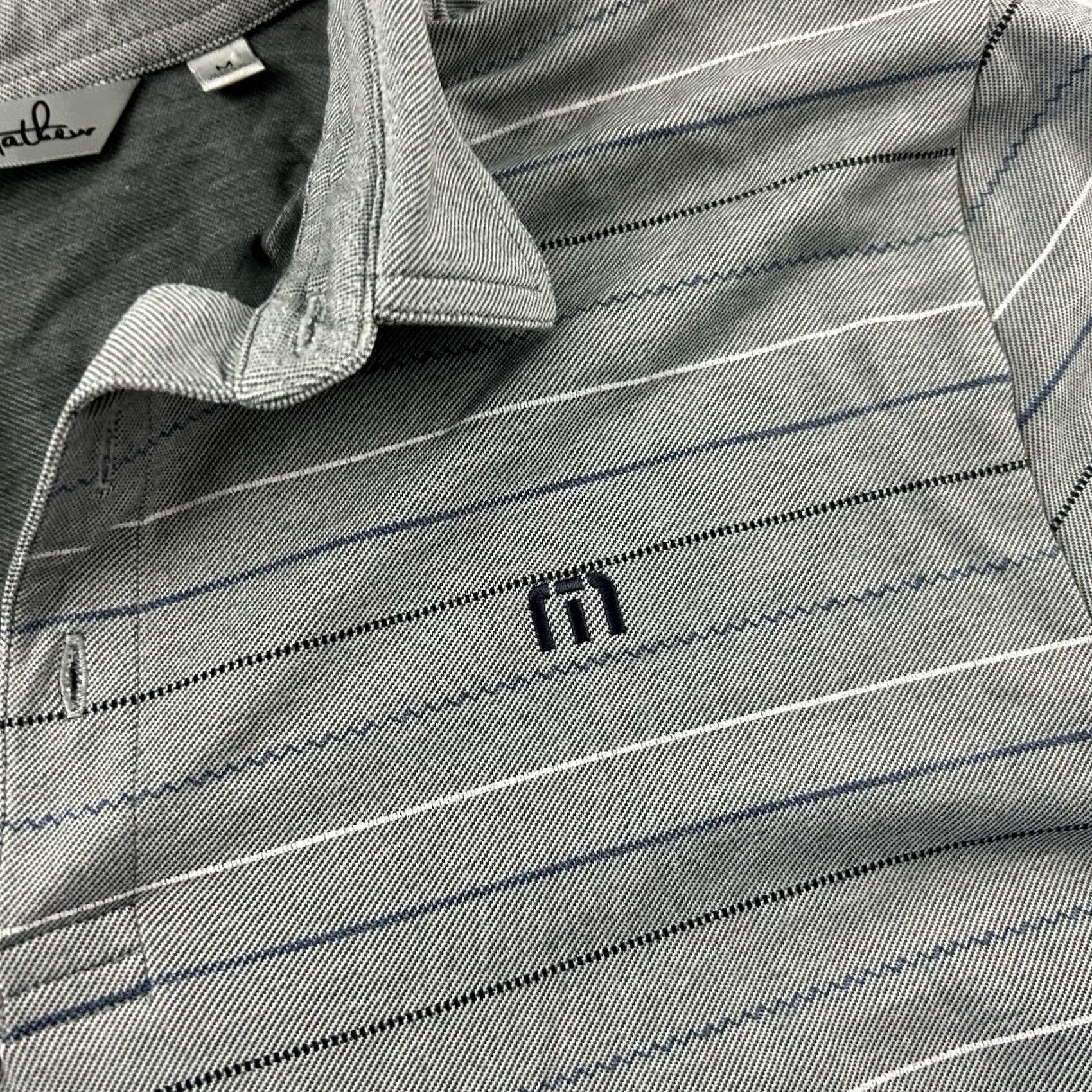 TravisMathew Travis Mathew Striped Short Sleeve Golf Polo Shirt Men's M Gray Shirt Size US M / EU 48-50 / 2 - 3 Thumbnail