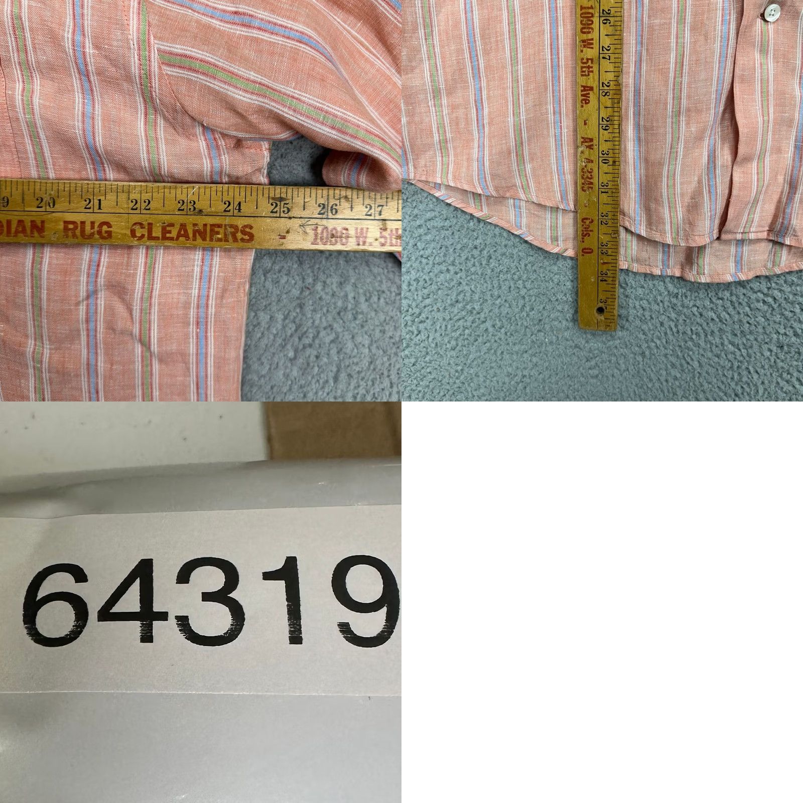 Canon Alex Cannon Shirt Adult Large Linen Button Down Striped Peach Mens Size US L / EU 52-54 / 3 - 8 Thumbnail
