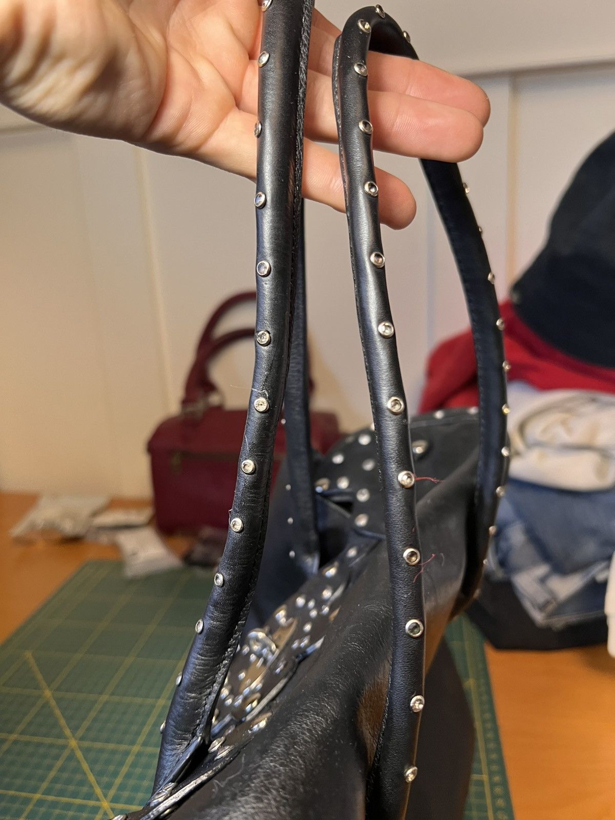 Vintage Vintage CNKW studded rhinestone leather “Birkin” handbag Size ONE SIZE - 9 Thumbnail