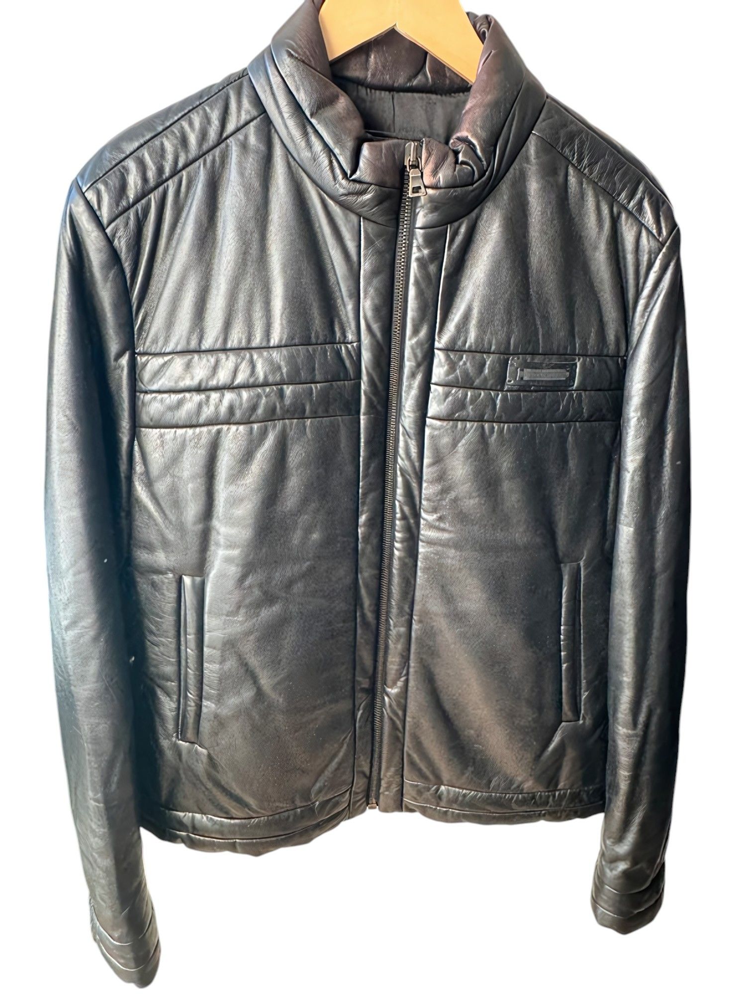 Prada Prada Red Line White Leather Jacket biker moto archive