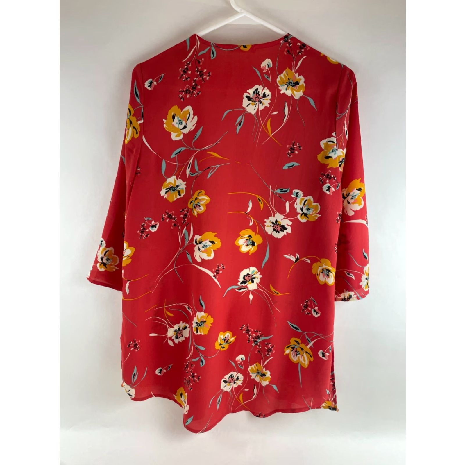 Vintage Maurices Sweater Women’s Medium Floral Redish Pink Kimono Open Cardigan Modern Fall Winter Spring Casual Womens Size M / US 6-8 / IT 42-44 - 2 Thumbnail