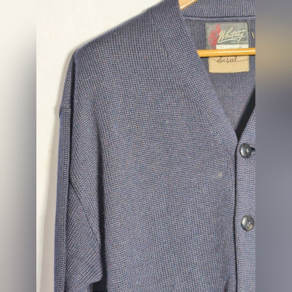 Other 1950s Whiting Los Angeles Navy Wool Cardigan Letter Sweater Size US XXL / EU 58 / 5 - 2 Thumbnail