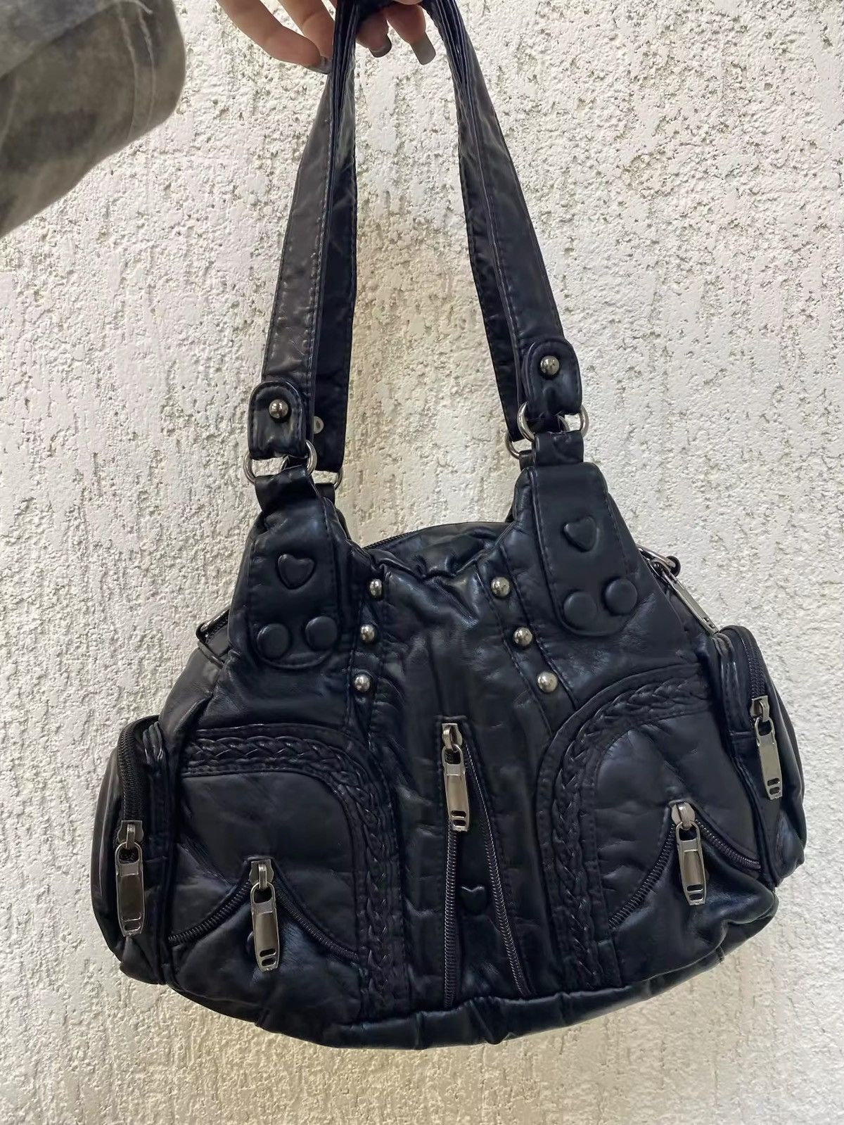 Punk Goth Pu Leather Tote Bag