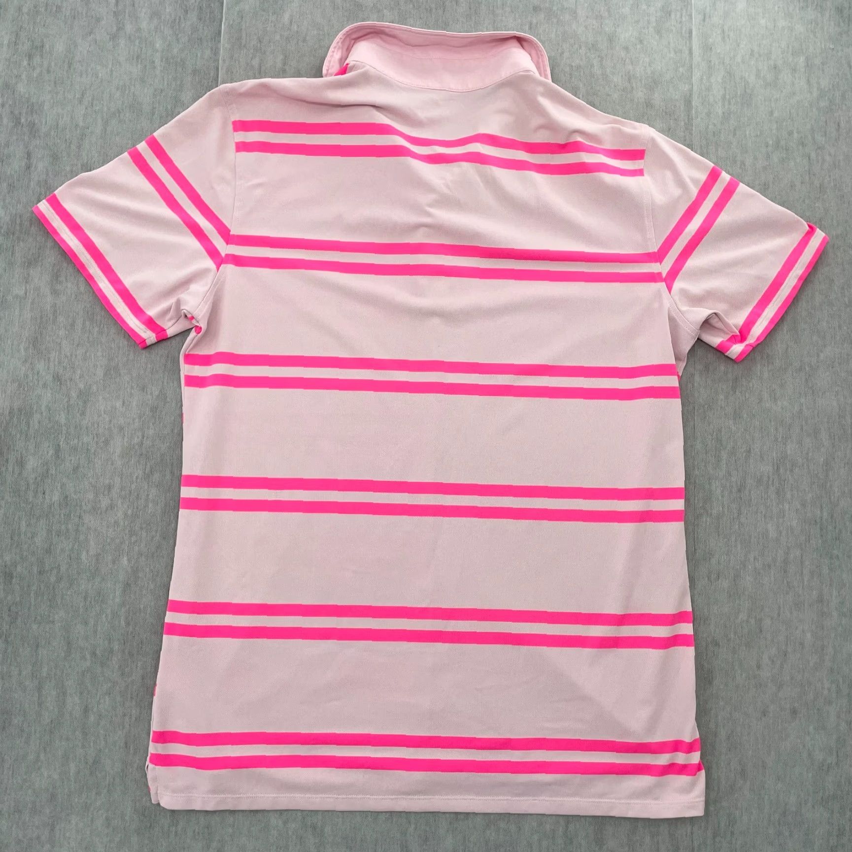 Vintage G Fore Polo Shirt Men Large Pink Striped Performance Golf Casual