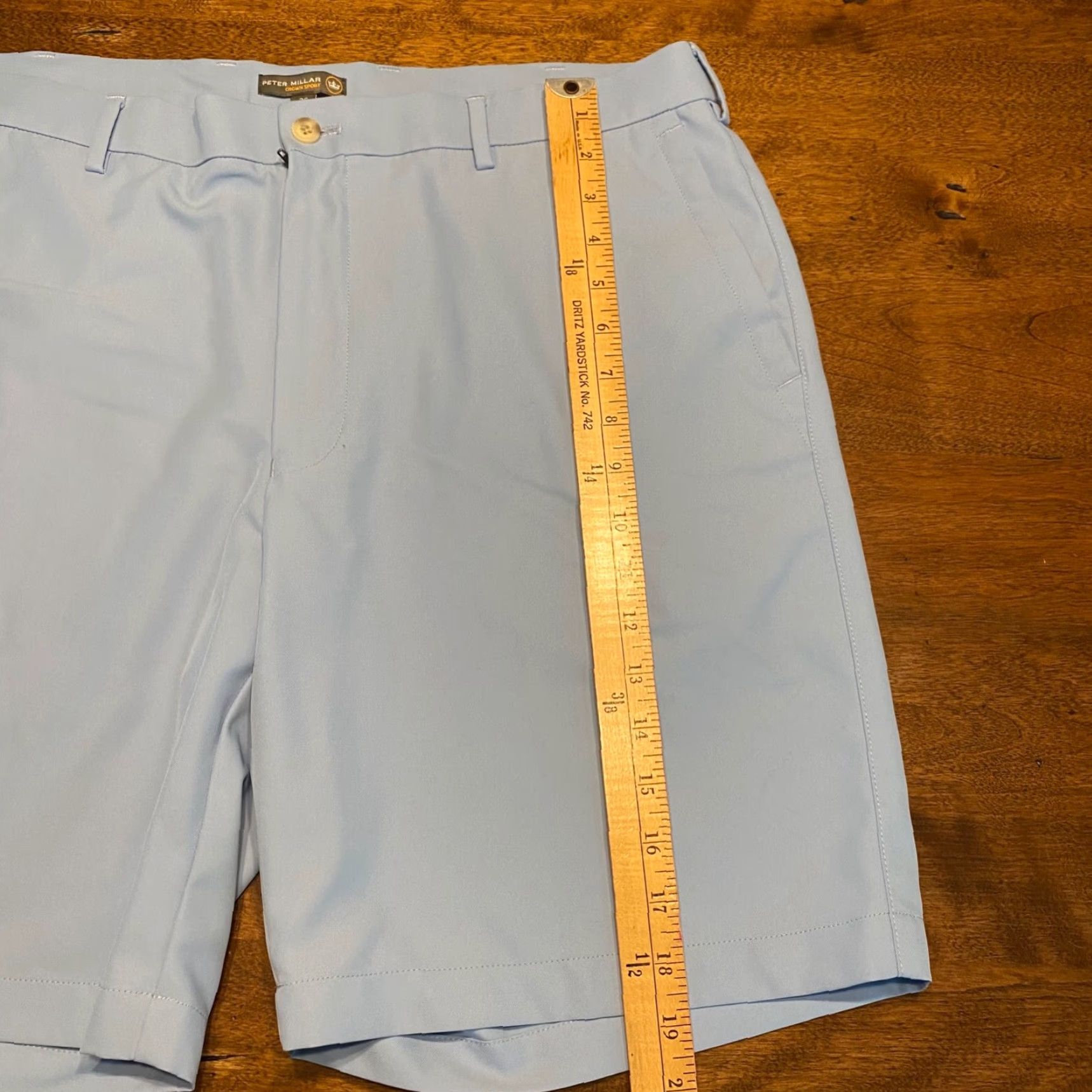Peter Millar Peter Millar Crown Sport Shorts Mens 36 Light Blue 8" Chino Khaki Casual Pockets 5-Pocket Design Regular Straight Men Mens Size US 36 / EU 52 - 4 Thumbnail