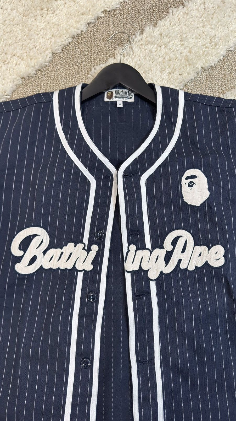 Bape Pinstripe Navy Baseball Jersey Size US M / EU 48-50 / 2 - 8 Thumbnail