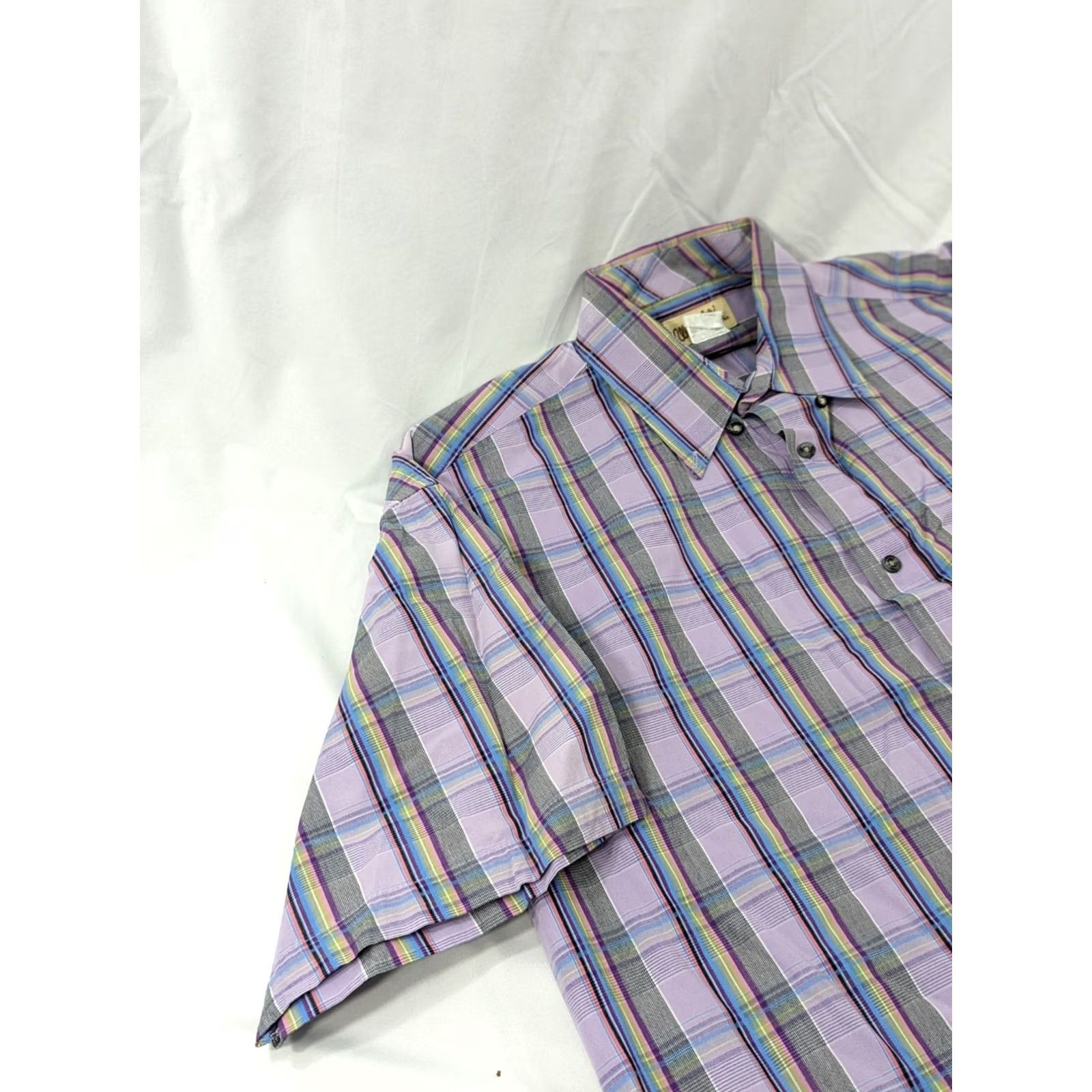 Wrangler Wrangler Shirt Mens Plaid Button-Up Short Sleeve XLT Purple Plaid Pattern 100% Cotton Size US 36 / EU 52 - 2 Thumbnail