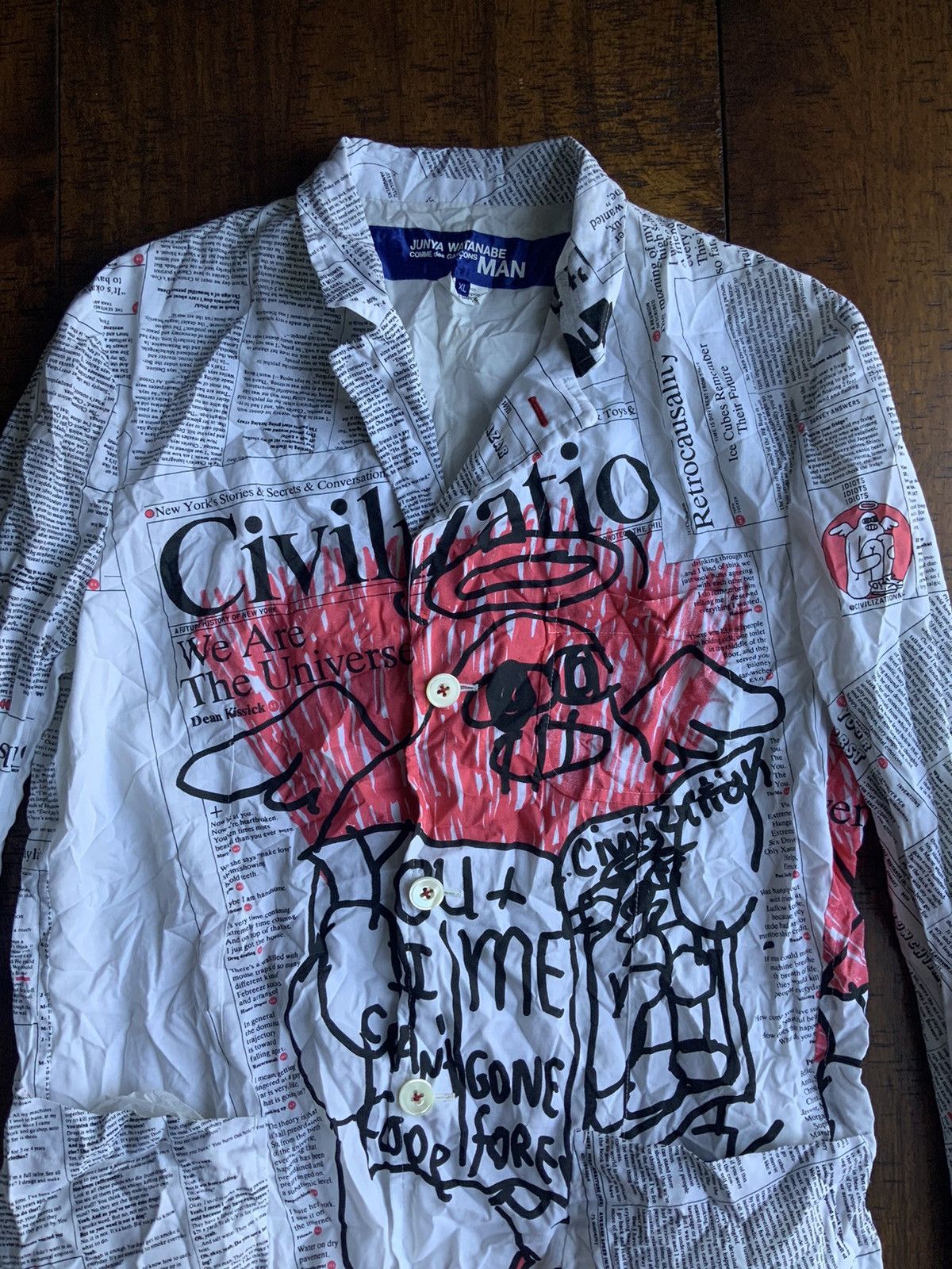 Junya Watanabe Junya Watanabe Crinkled Newspaper Blazer Civilization Size US L / EU 52-54 / 3 - 1 Thumbnail