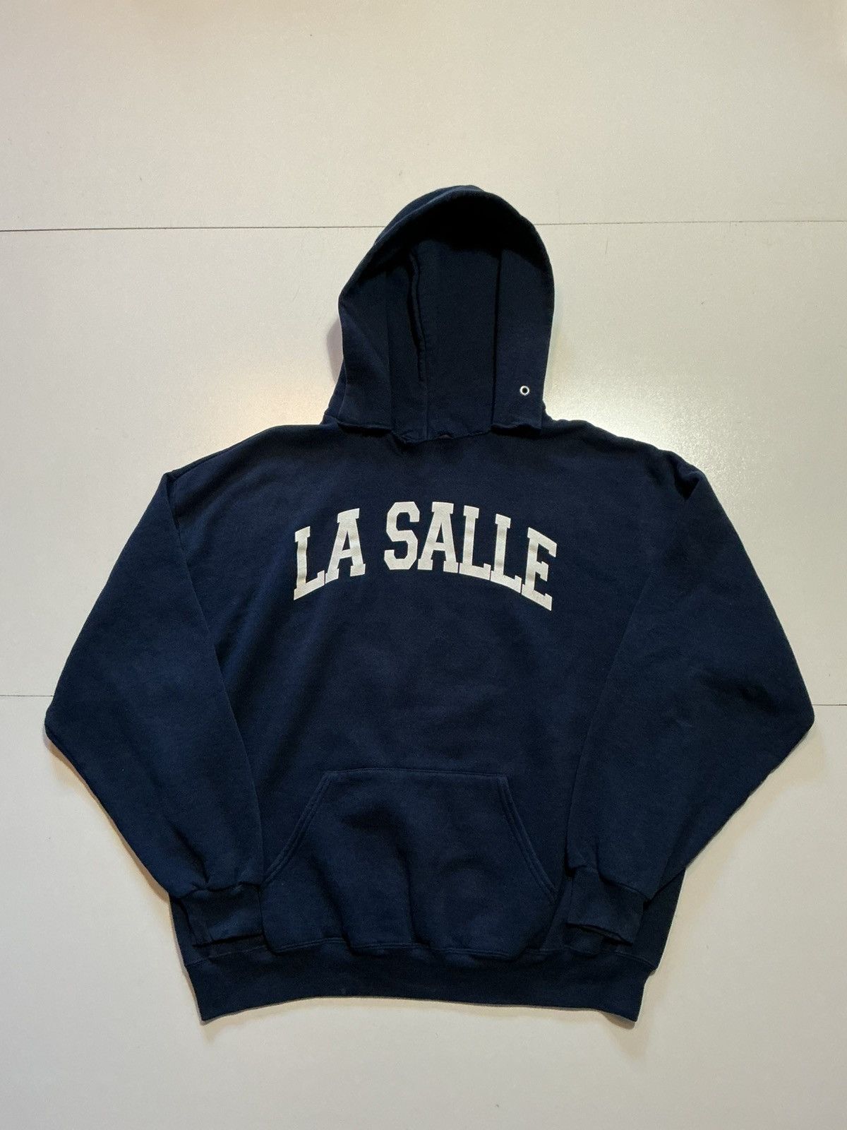 Jerzees Vintage Jerzees Super Sweats La Salle Navy Blue Hoodie Size US XL / EU 56 / 4 - 1 Thumbnail