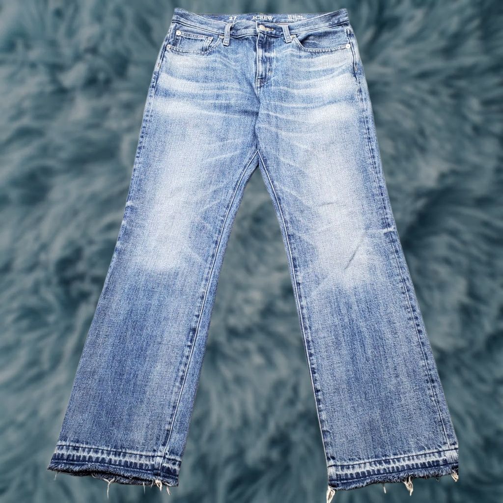 J.Crew J.Crew Jeans Womens 27 Blue Denim Faded Frayed Hem Whiskered Straight Leg 9692-3 Size 27" / US 4 / IT 40 - 1 Thumbnail