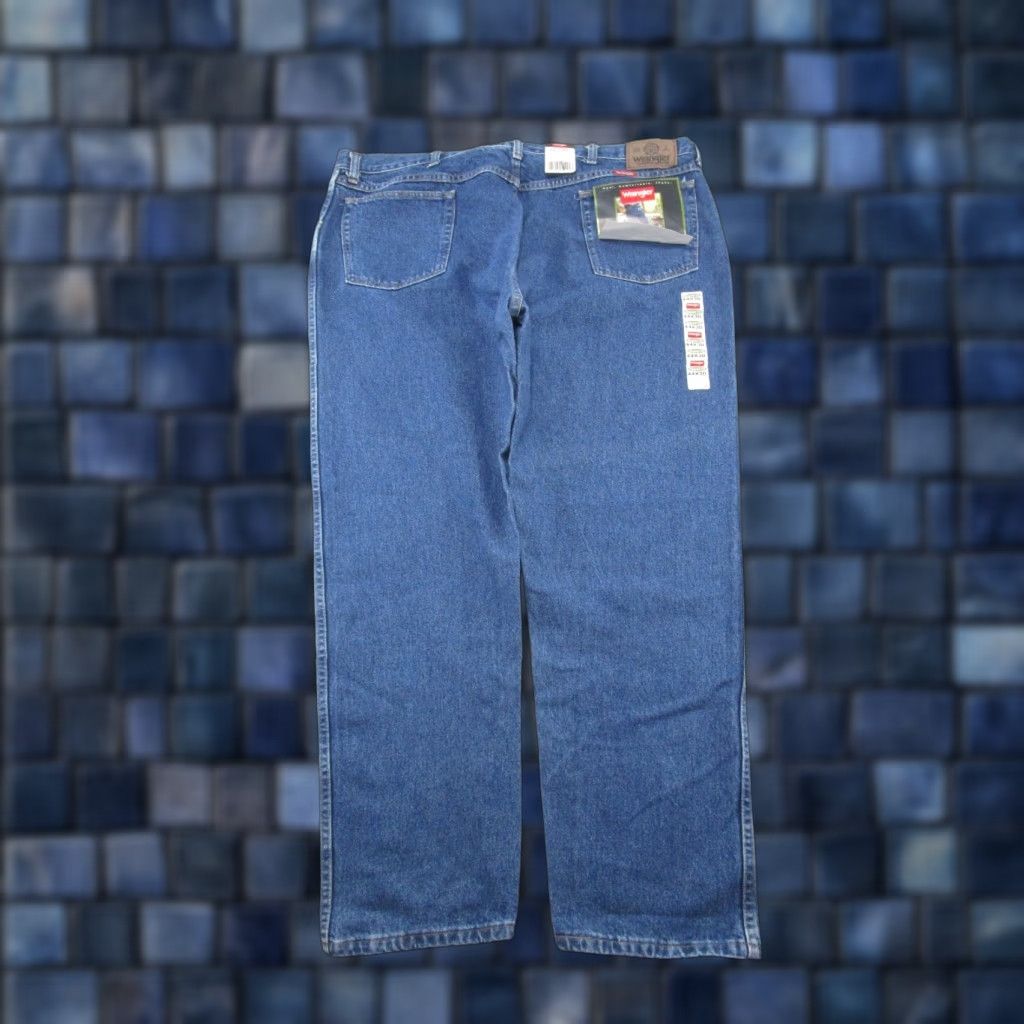 Wrangler VINTAGE Wrangler Jeans 44x30 USA 80s Band Biker Cars City College Cowboy Grunge Hip Hop Leather Logo 5-Pocket Straight Fit Medium Blue Size US 44 / EU 60 - 1 Thumbnail