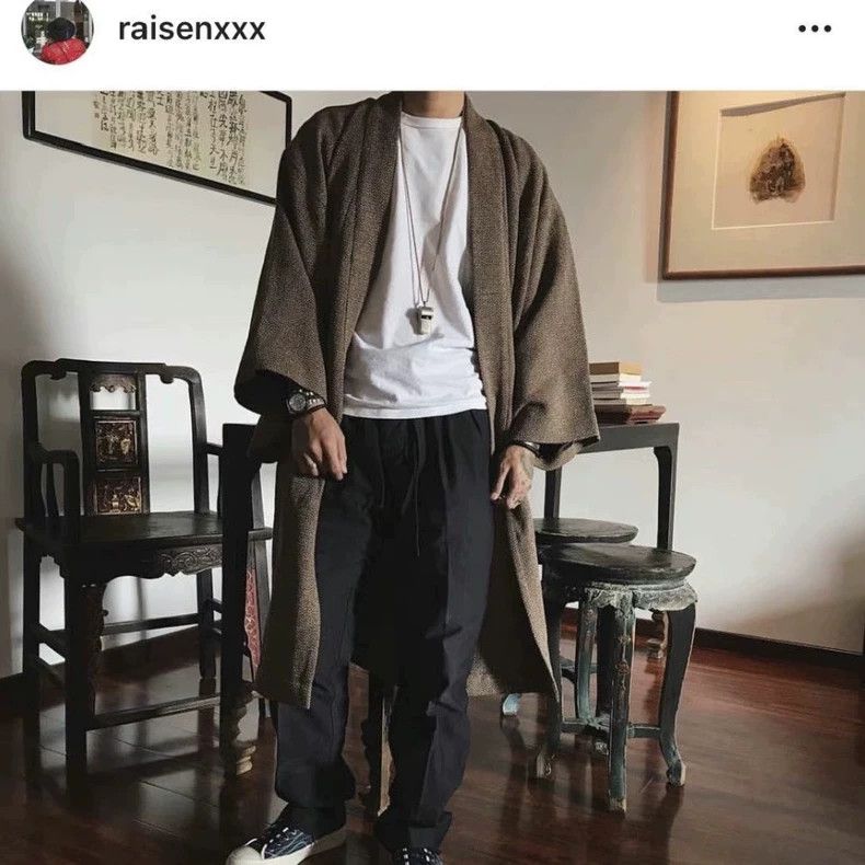 Visvim Visvim 17AW Yukata Coat Herringbone Natural Dyed Herringbo Size US M / EU 48-50 / 2 - 7 Thumbnail