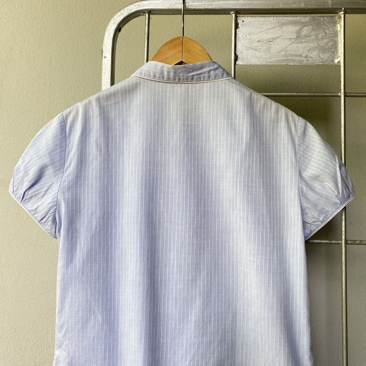 Zucca ZUCCA Blue Pinstripe Puff Blouse Size M / US 6-8 / IT 42-44 - 15 Thumbnail