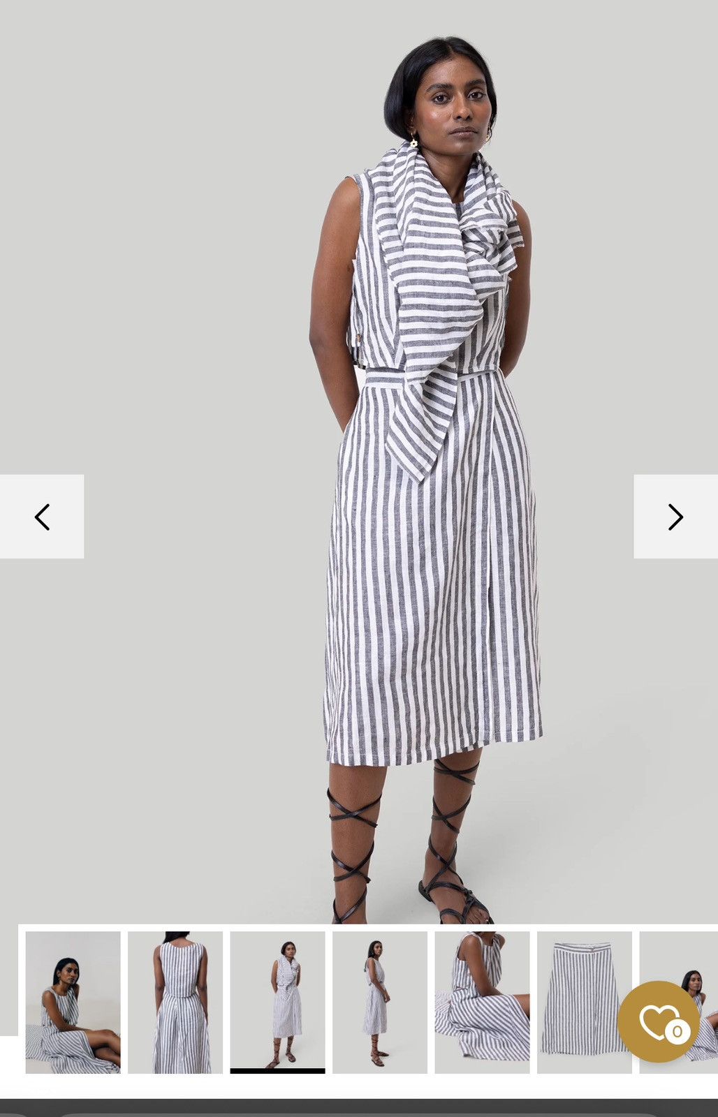 Vintage Reistor Overlap Midi Skirt in Linen Stripes Size 36" / US 14 / IT 50 - 4 Thumbnail