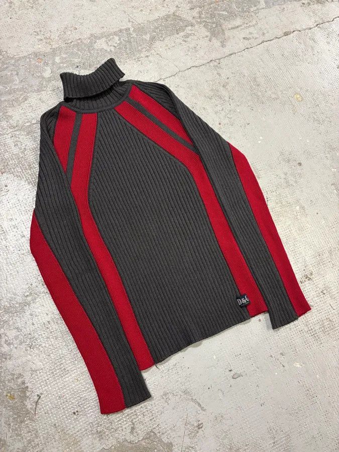 Dolce & Gabbana 2000s Dolce & Gabbana Grey & Red Turtleneck Size US S / EU 44-46 / 1 - 4 Thumbnail