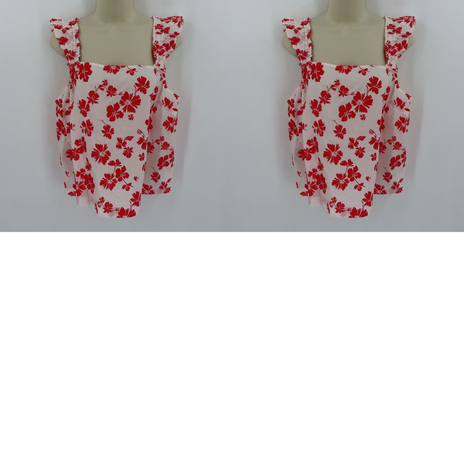 J.Crew J. Crew Tank Top Women Large Red White Hibiscus Tropical Flower Ruffle Sleeve NEW Size L / US 10 / IT 46 - 8 Thumbnail