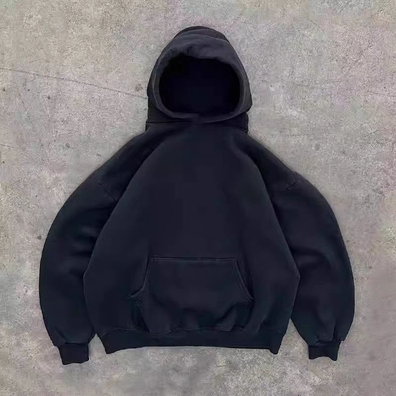 Japanese Brand Black retro solid color cotton hoodie y2k Size US M / EU 48-50 / 2 - 1 Thumbnail