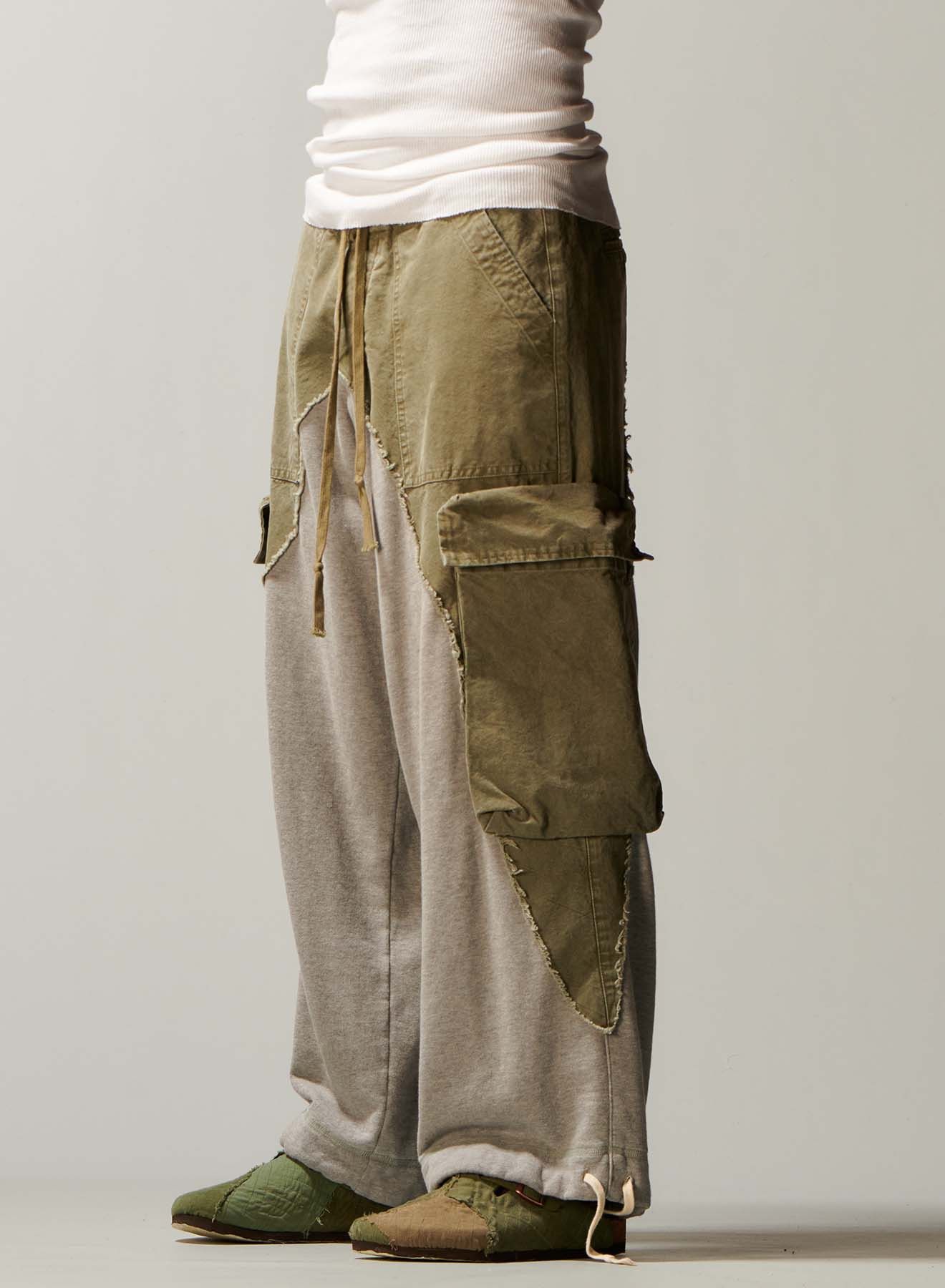 Greg Lauren Greg Lauren Army/ Heather Wide Leg Pants Size US 30 / EU 46 - 2 Thumbnail