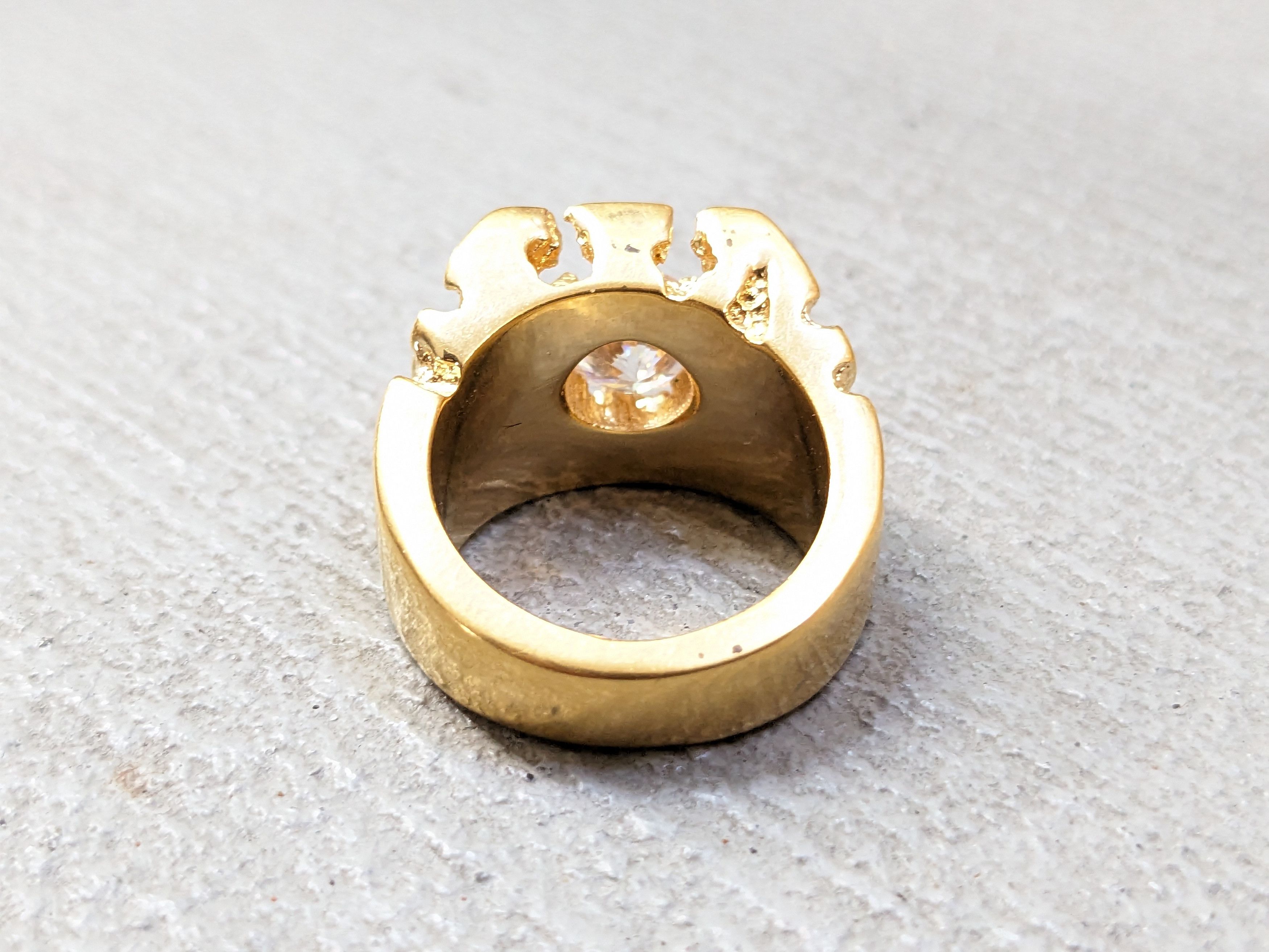 Jewelry Gold Plated Ring Nugget CZ Size 7 Brutalist Modern Square Size ONE SIZE - 6 Thumbnail