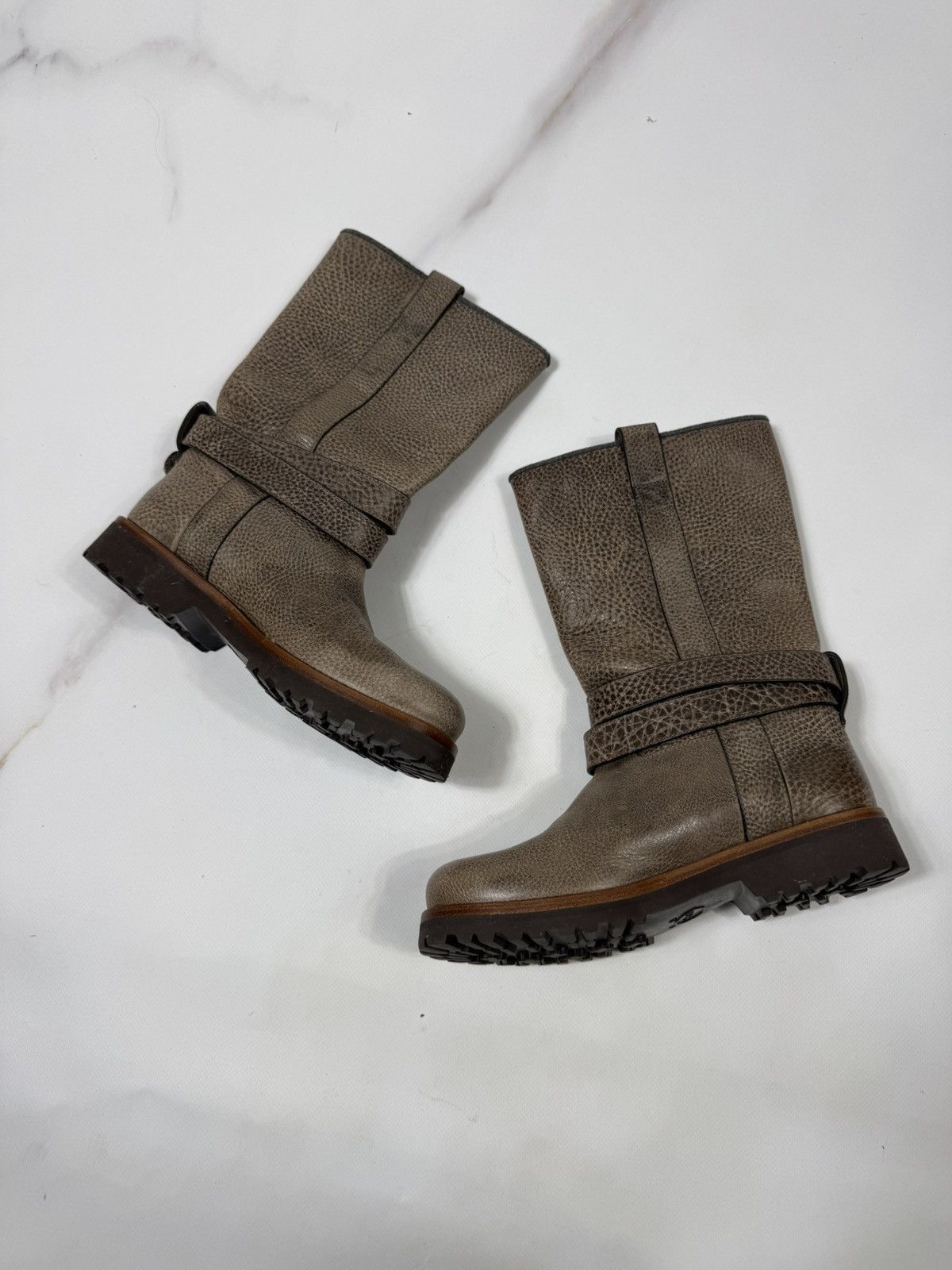Brunello Cucinelli Brunello Cucinelli Leather Woman's Brown Biker Boot Size US 7.5 / IT 37.5 - 12 Thumbnail