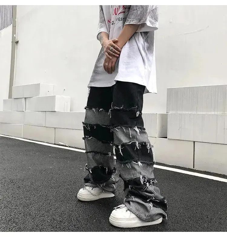 Japanese Brand Jeans wide legs trousers tassels hip-hop loose jeans Size US 34 / EU 50 - 1 Thumbnail