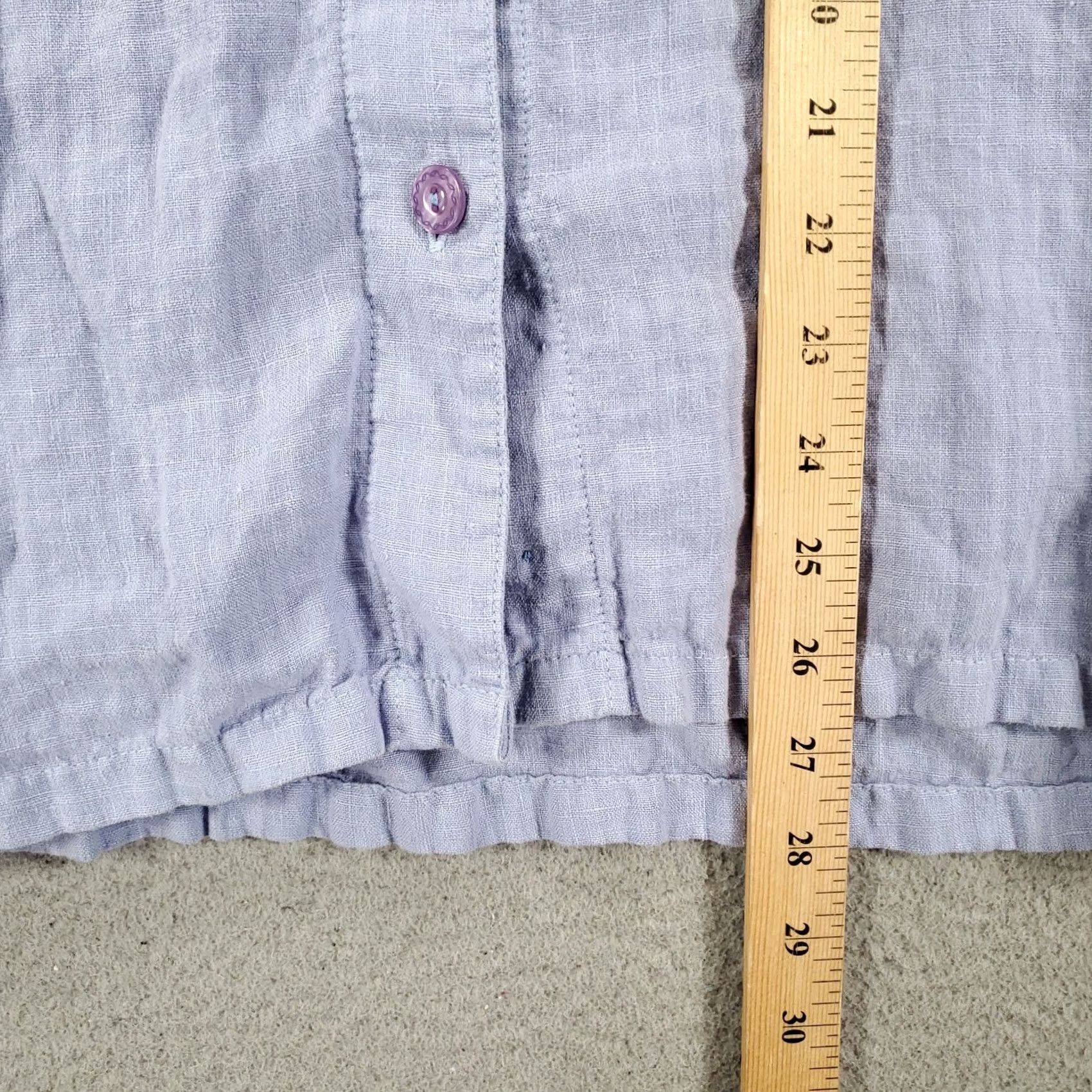 Vintage Womens Button-Up Linen Top Size M Violet Blue 100% Linen USA Made Size M / US 6-8 / IT 42-44 - 3 Thumbnail