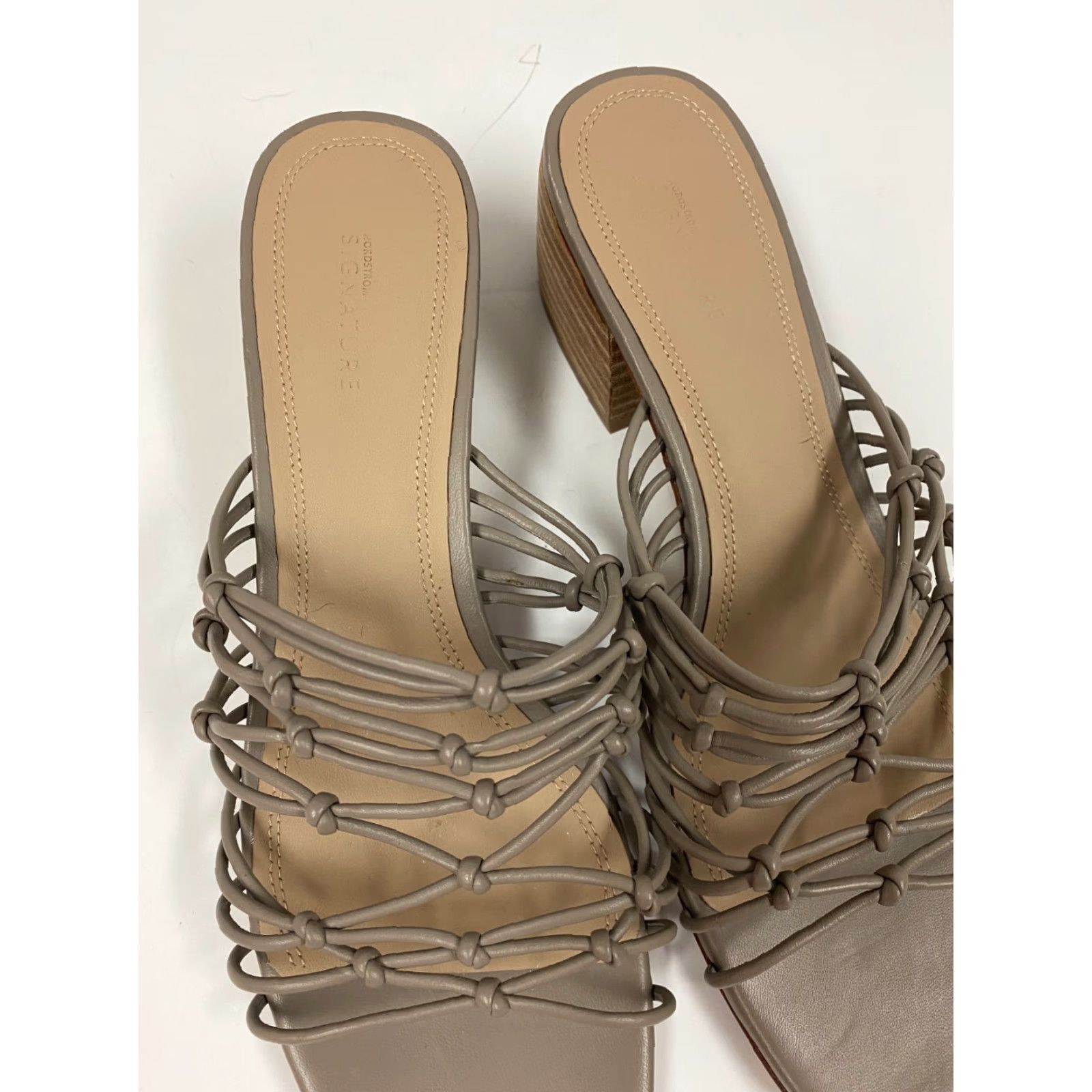 Nordstrom Nordstrom Signature Heels Womens 9.5 Gray Slip On Block Mule Open Toe Leather Comfort 20s Womens Heel Size US 8 / IT 38 - 7 Thumbnail