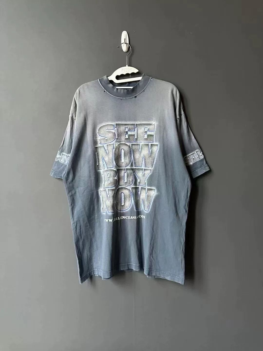 Balenciaga balenciaga washed destroy diamond short sleeve Size US S / EU 44-46 / 1 - 1 Thumbnail