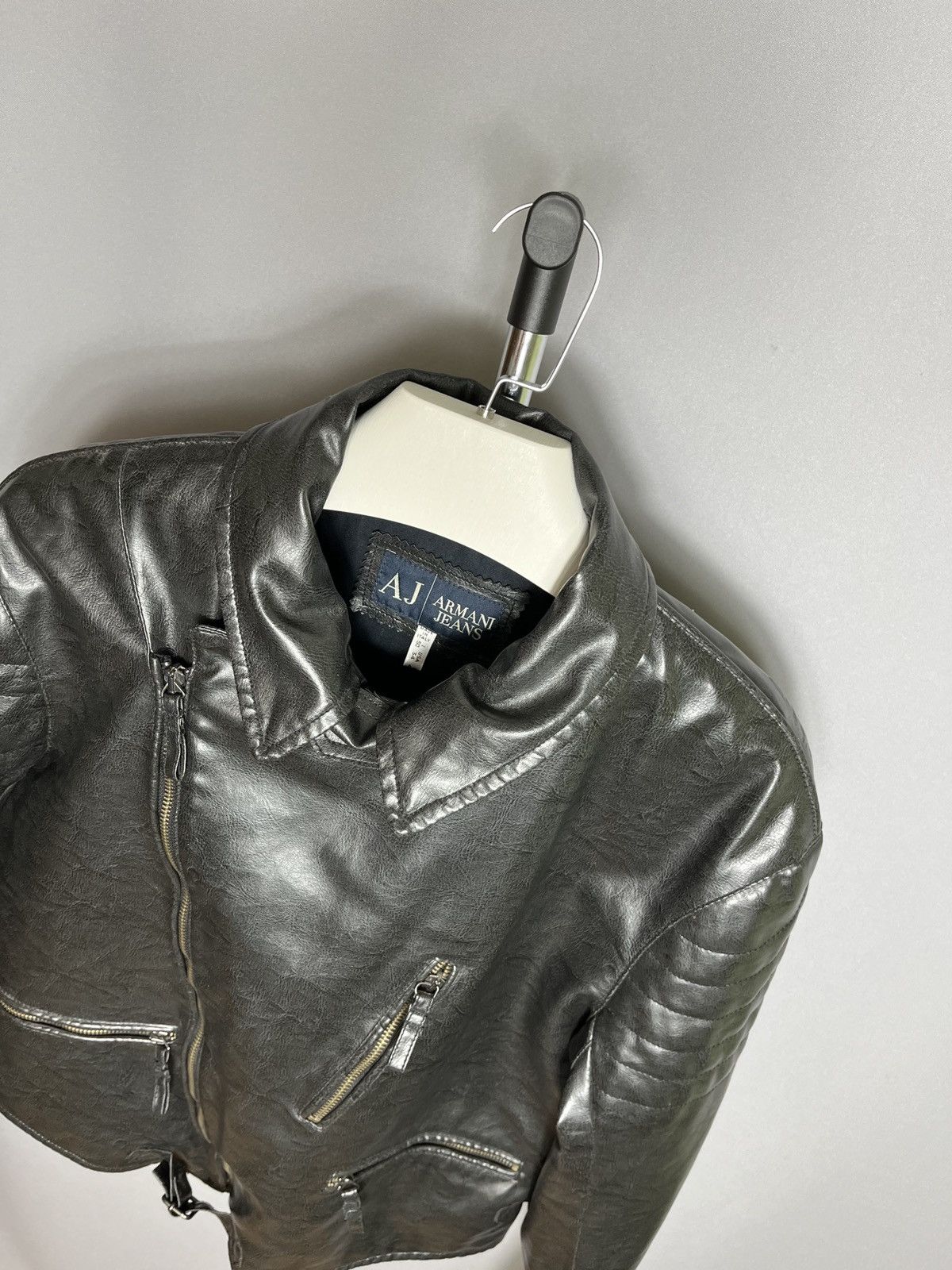 Armani × Giorgio Armani Armani Jeans PVC mens jacket black motorcycle Sz 50 Size US M / EU 48-50 / 2 - 3 Thumbnail