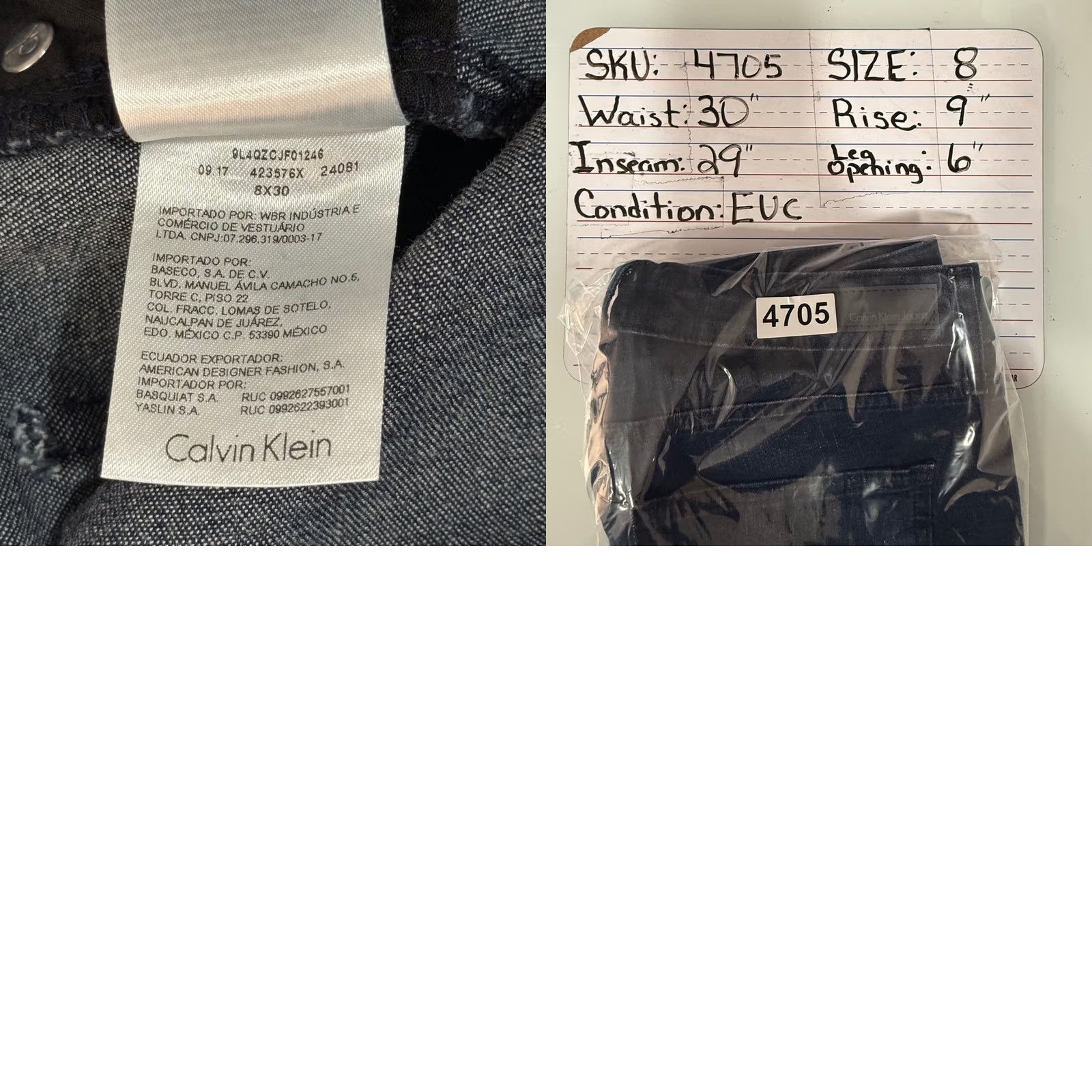 Vintage Calvin Klein Jeans Ultimate Skinny Jeans Dark Indigo Blue 30x29 5-Pocket Stretch Slim Quiet Luxury Womens Size 30" / US 8 / IT 44 - 8 Thumbnail