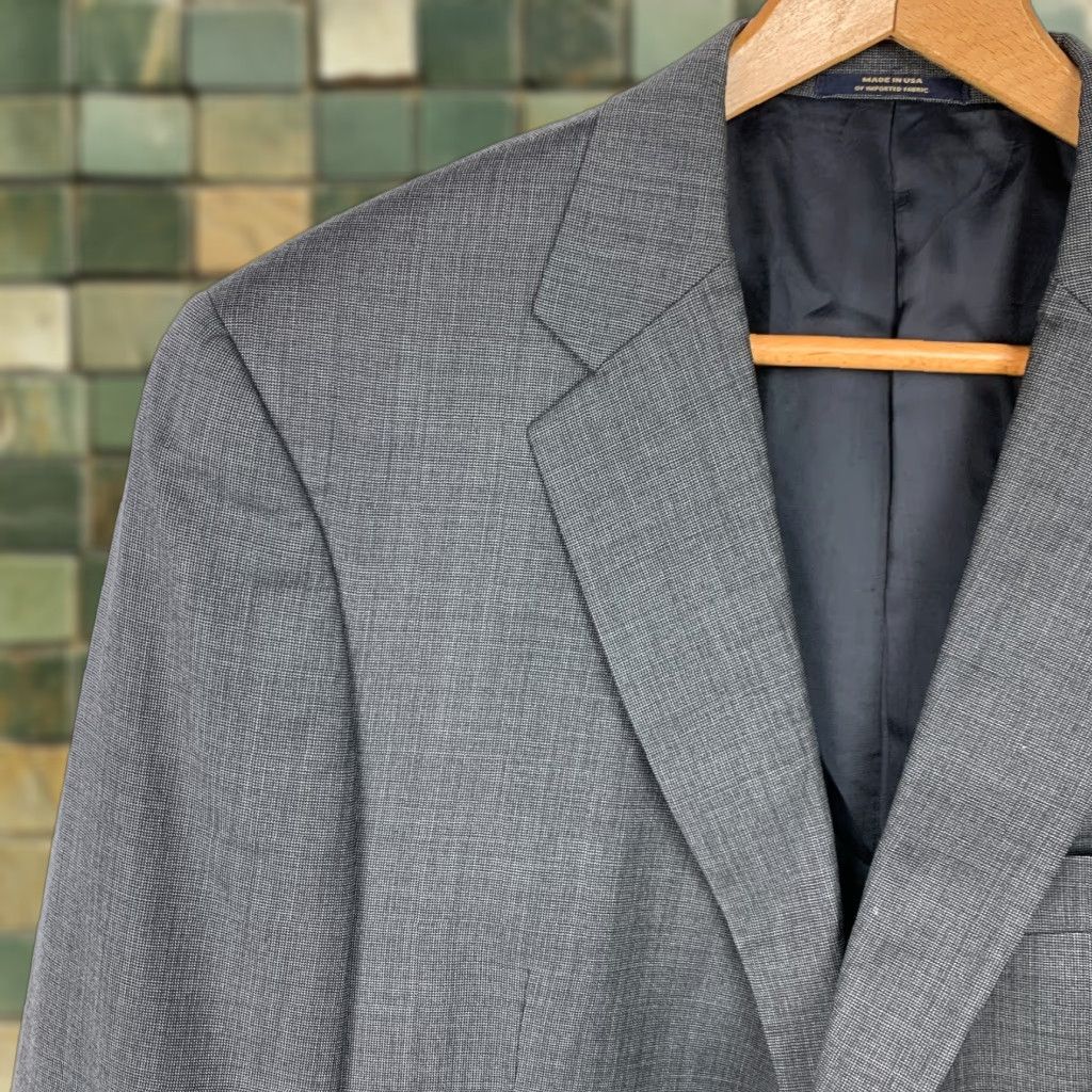 Hart Schaffner Marx VINTAGE Hart Schaffner Marx Nordstrom Gold Trumpeter Blazer Suit Sport Coat 43R Gray Mens Jacket 1990s Size 46R - 1 Thumbnail