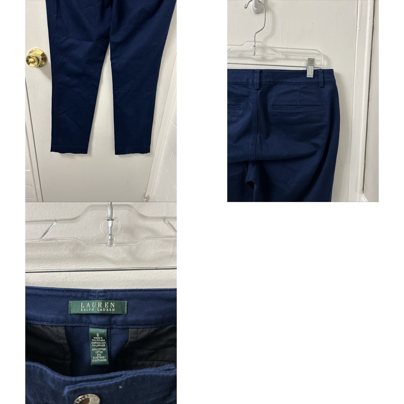 Ralph Lauren Lauren Ralph Lauren Pants Womens 6 Blue Cotton Spandex Twill Pockets Zipper Logo Straight Chino Casual Workwear Mens? Size 28" / US 6 / IT 42 - 8 Thumbnail