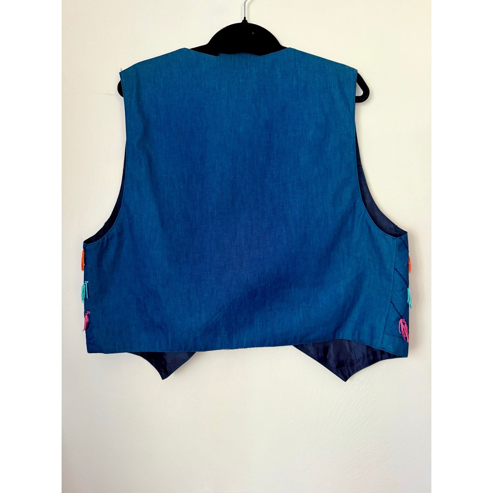 Vintage Vintage 70’s Blue tassel Open Front Vest Jacket Large Size L / US 10 / IT 46 - 2 Thumbnail