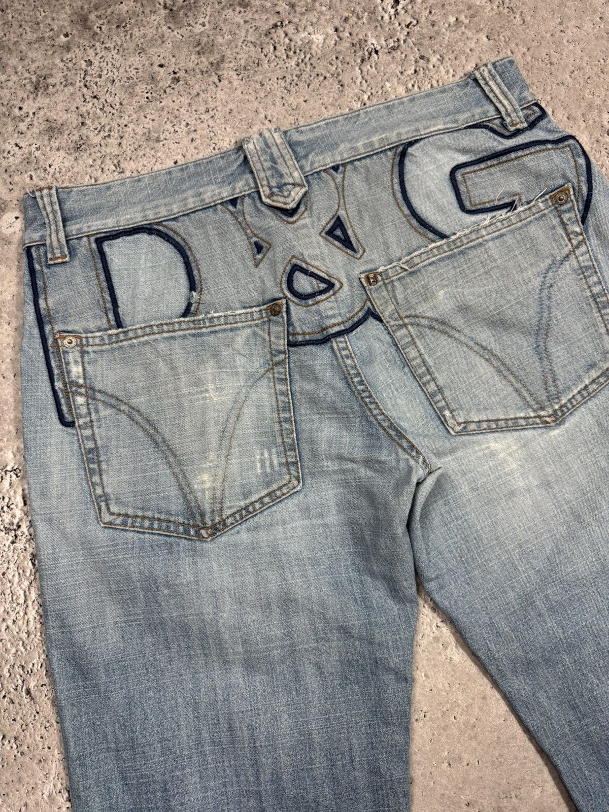 Dolce & Gabbana Dolce Gabbana D&G Big Logo Distressed Denim Jeans Y2K Pants Size US 33 - 6 Thumbnail