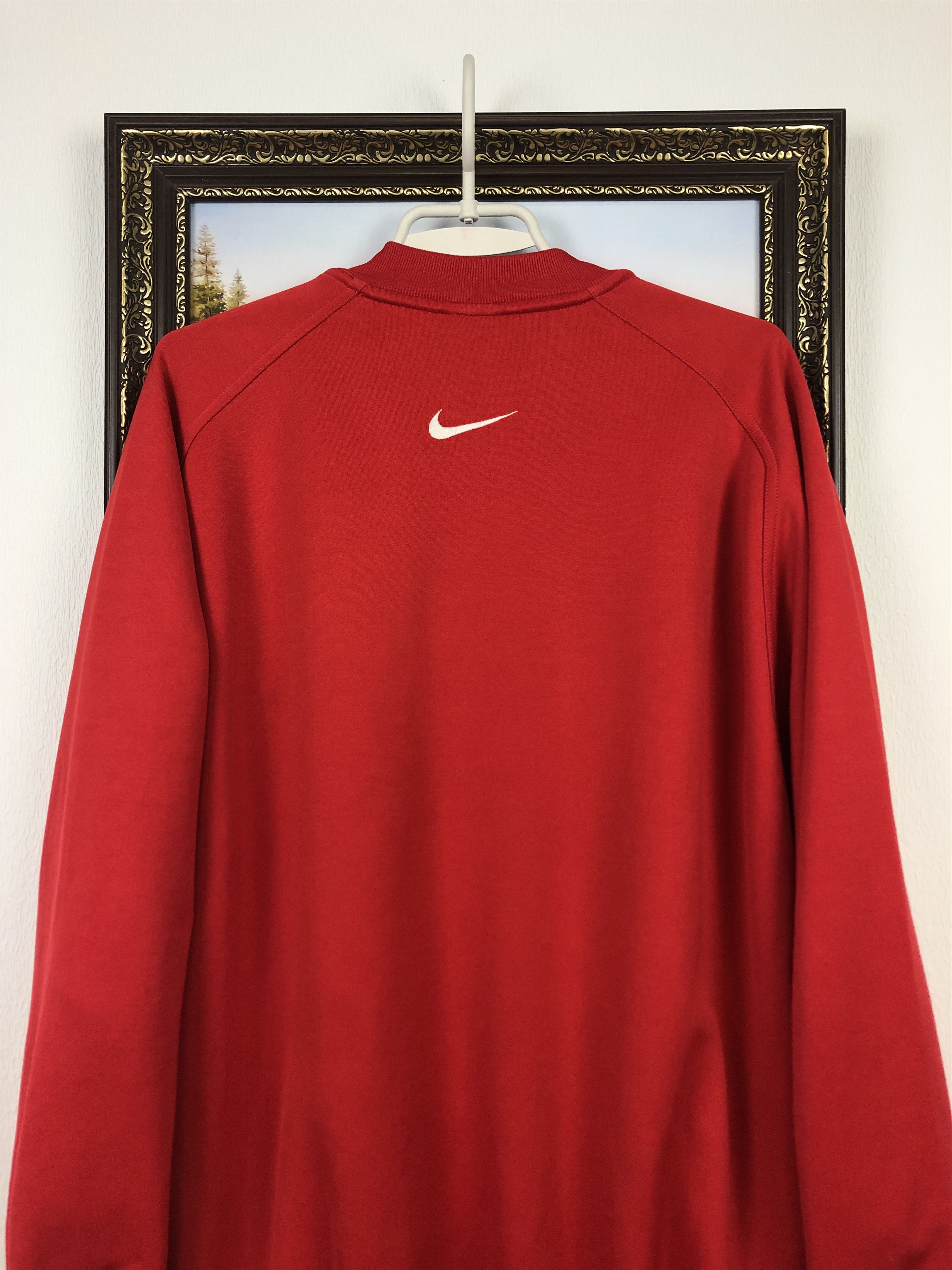 Nike Vintage Nike Sweatshirt Big Swoosh Rare Red Hype Size US M / EU 48-50 / 2 - 14 Thumbnail