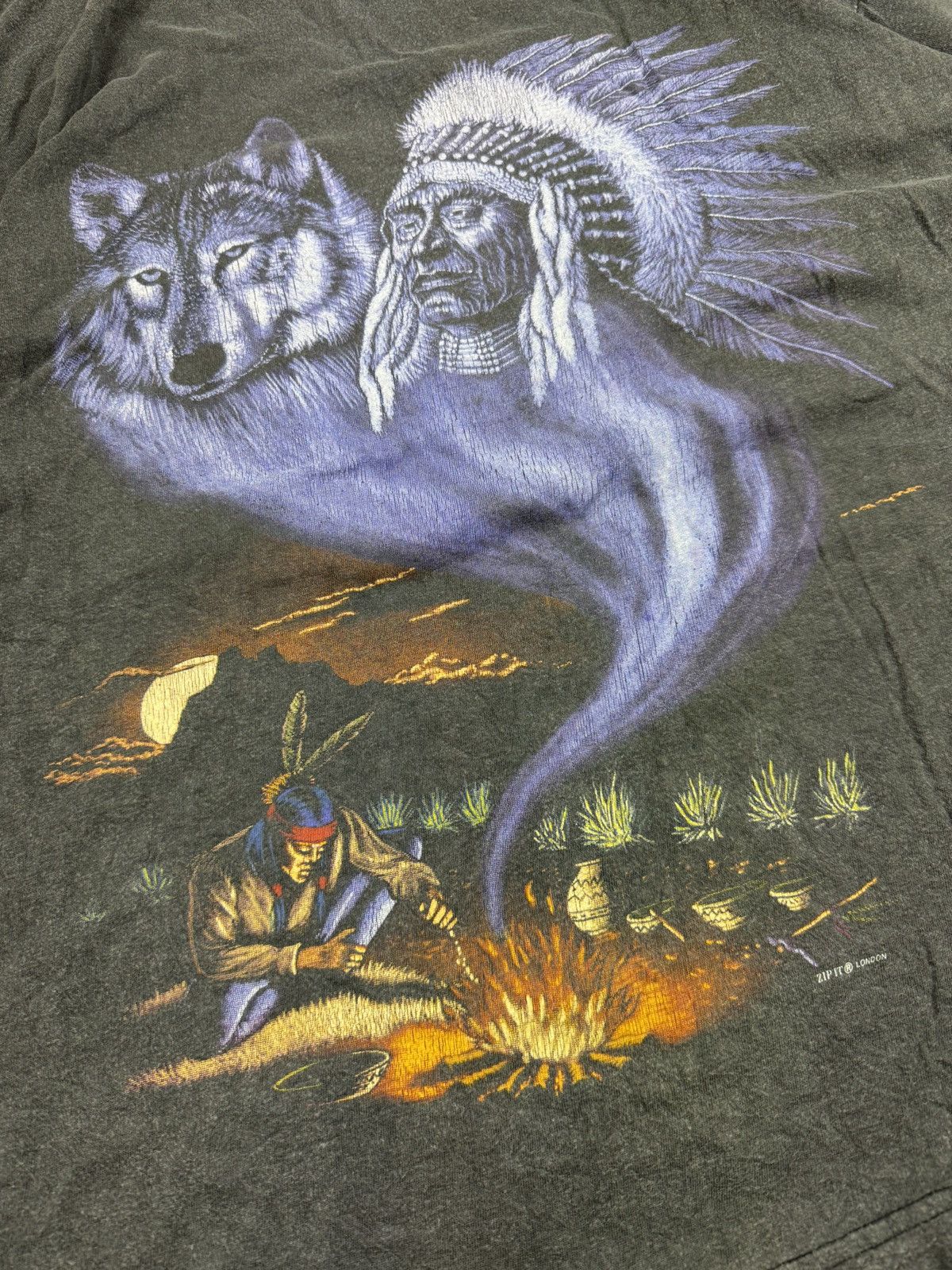 Vintage Vintage 90s native american indian graphic tee faded washed Size US L / EU 52-54 / 3 - 4 Thumbnail