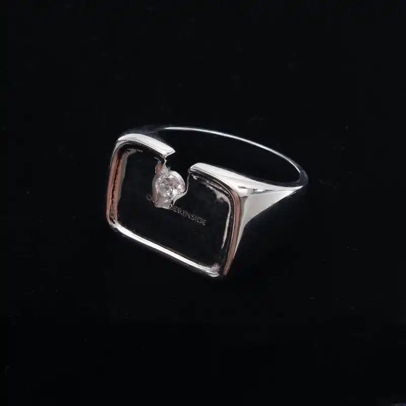Vintage Unique Design Notch Set Crushed Zircon Rings Size ONE SIZE - 3 Thumbnail