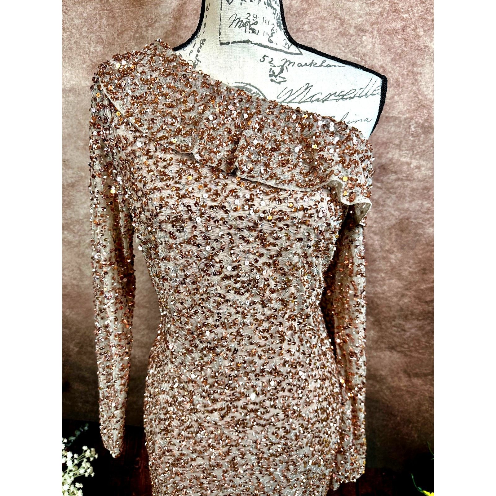 Other Mac Duggal Sequin Off the Shoulder Midi Dress Copper size 12 Size XL / US 12-14 / IT 48-50 - 7 Thumbnail
