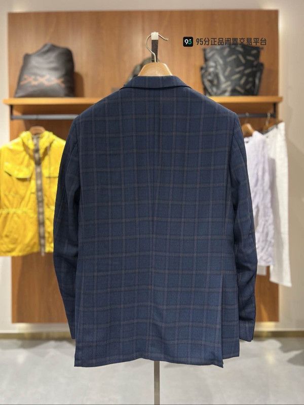 Ermenegildo Zegna Zegna Men's Check Lapel Long Sleeve Blazer. Size US M / EU 48-50 / 2 - 3 Thumbnail