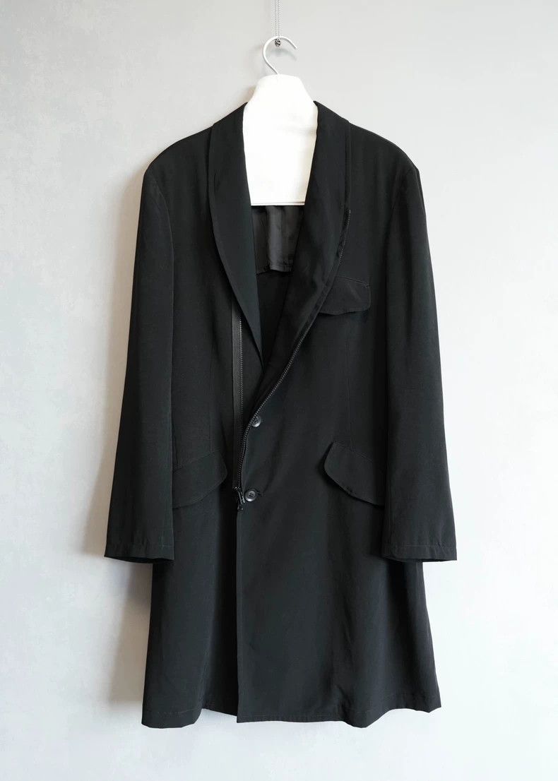 Yohji Yamamoto Yohji Yamamoto 19 SS Zip Distortion Collar Triacetate Coat Size US L / EU 52-54 / 3 - 1 Thumbnail