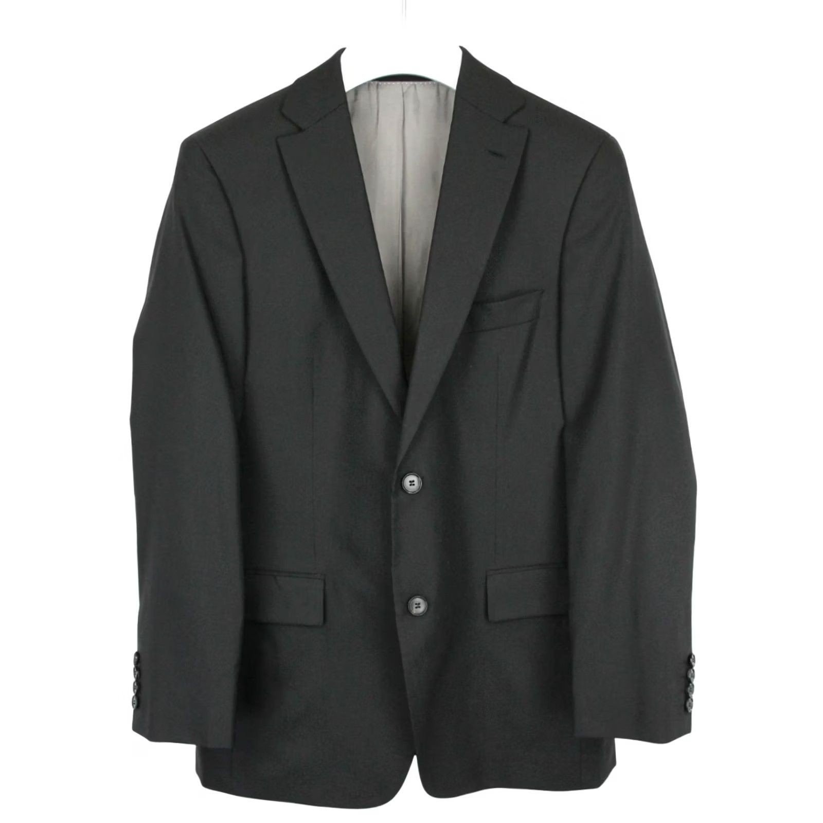 Hugo Boss HUGO BOSS Posolini Blazer Mens US 36 Single Breasted Wool Blend Notch Lapel Black Wool Jacket Men Regular Fit Size 36R - 2 Thumbnail