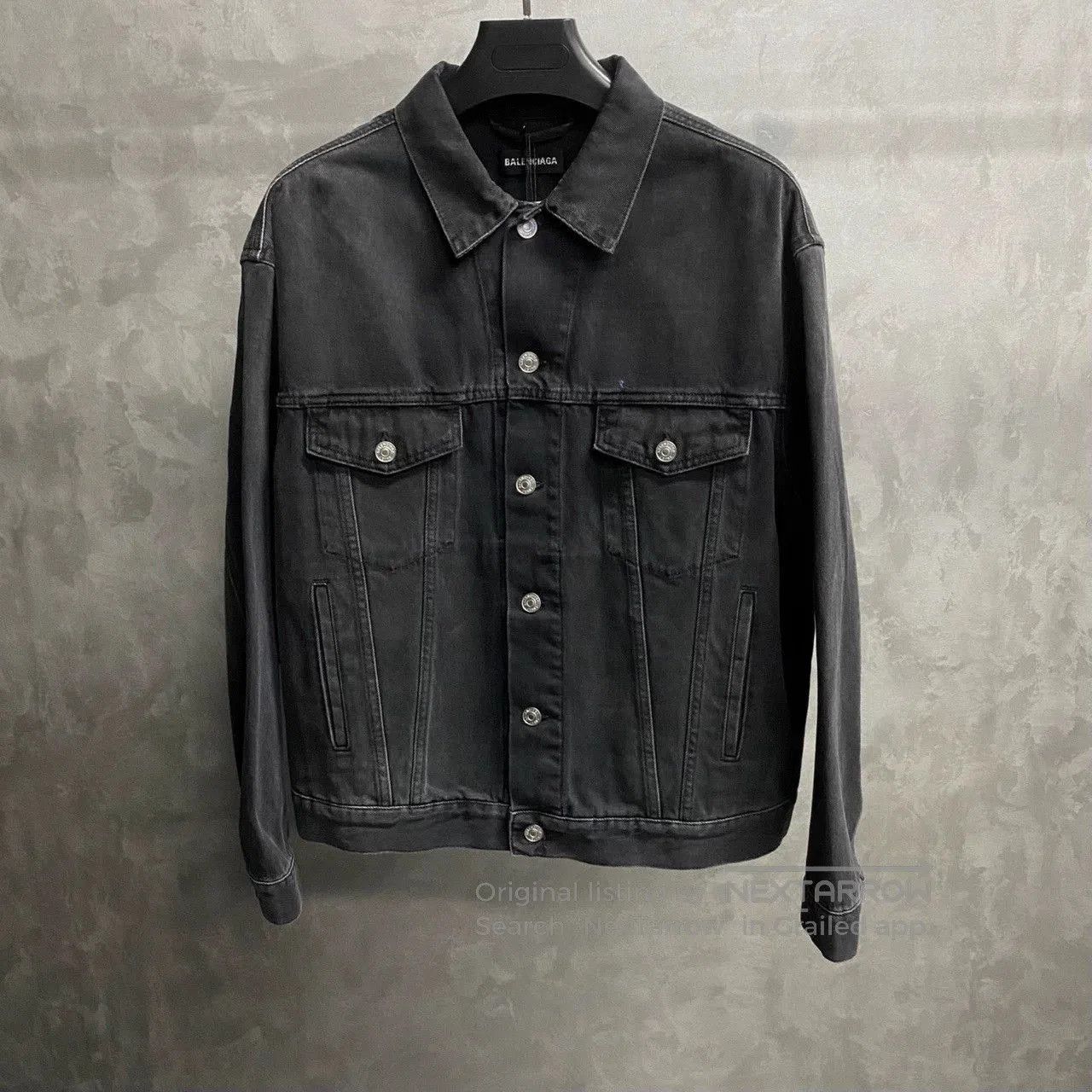 Balenciaga Balenciaga Black Green Embroidered Logo Denim Jacket. Size US S / EU 44-46 / 1 - 1 Thumbnail