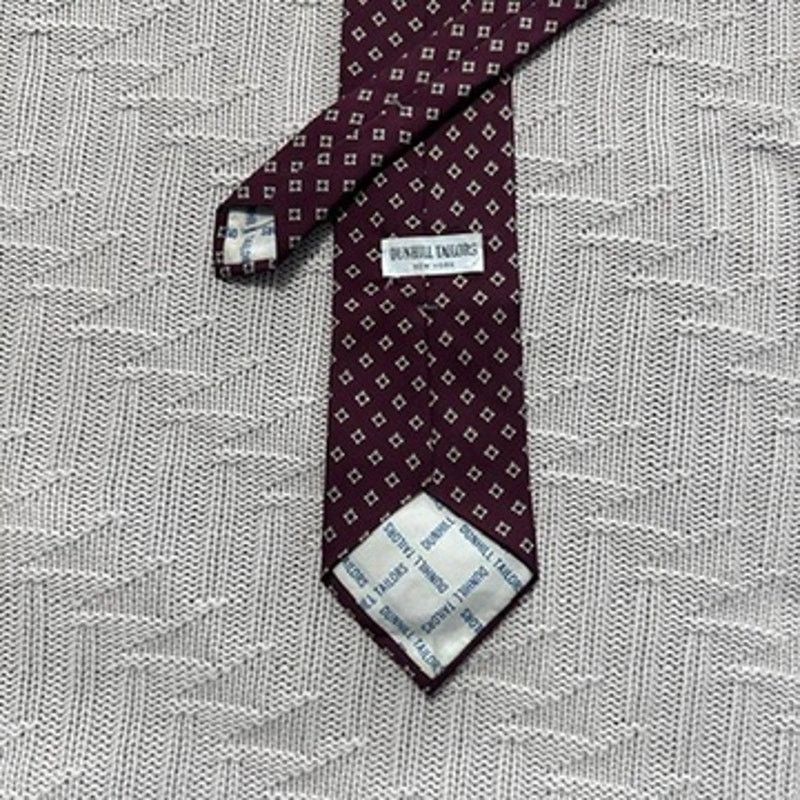 Vintage Vintage Dunhill maroon geometric print tie Size ONE SIZE - 3 Thumbnail