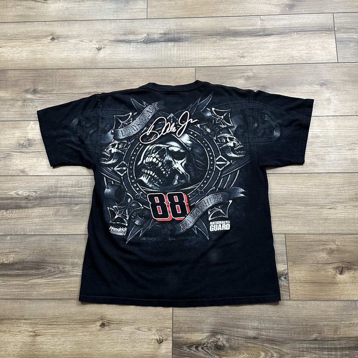 NASCAR Vintage 2000s Y2K NASCAR Dale Jr. Skull Grunge Graphic Tee Size US L / EU 52-54 / 3 - 6 Thumbnail