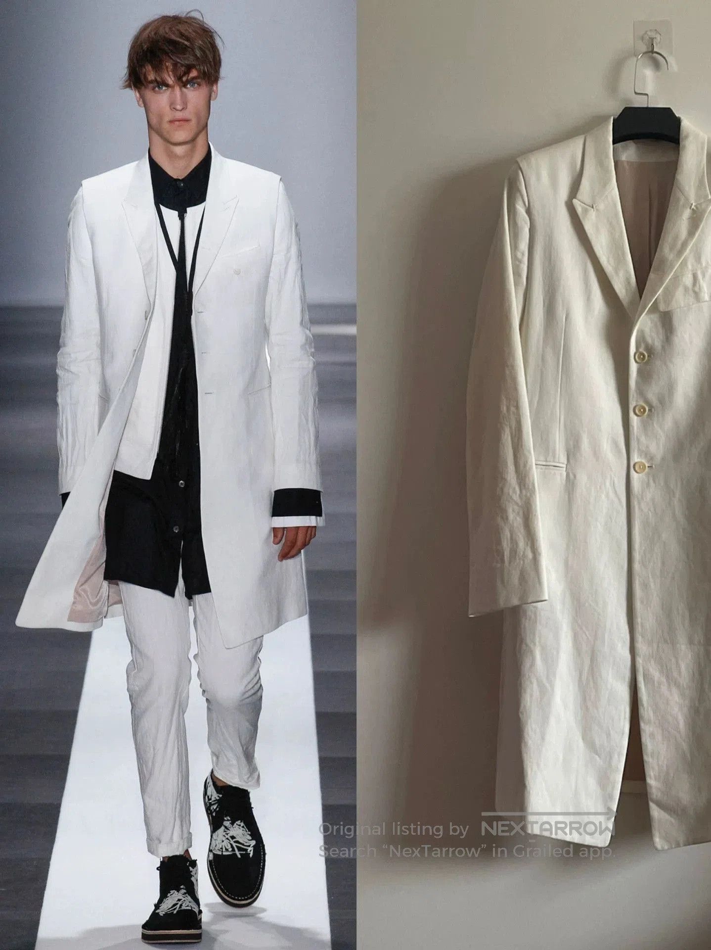 Ann Demeulemeester White Long Tailored Coat. Size US XXS / EU 40 - 1 Thumbnail