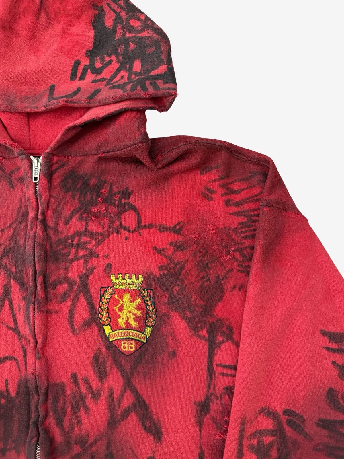 Balenciaga Balenciaga SS23 Red Skate Graffiti Zip Hoodie Sz.S Size US S / EU 44-46 / 1 - 2 Thumbnail