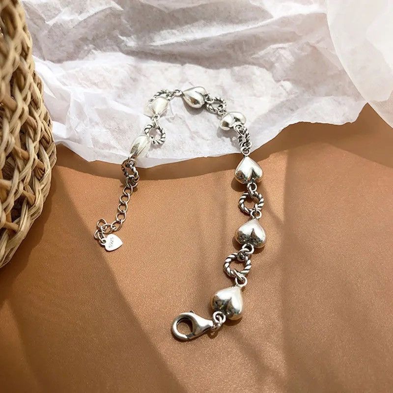 Jewelry 2Pcs Retro Stereoscopic Heart Bracelets Size ONE SIZE - 2 Thumbnail