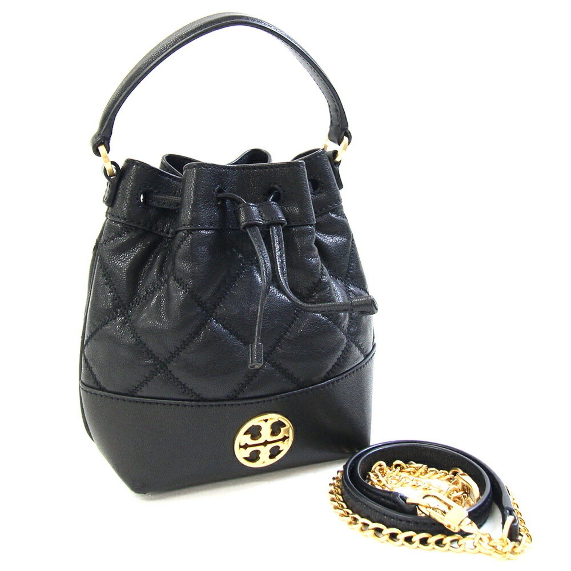 Tory Burch Shoulder Bag Willa Mini Bucket 87869 Black Leather Chain Pochette Women's Quilted Tory Burch